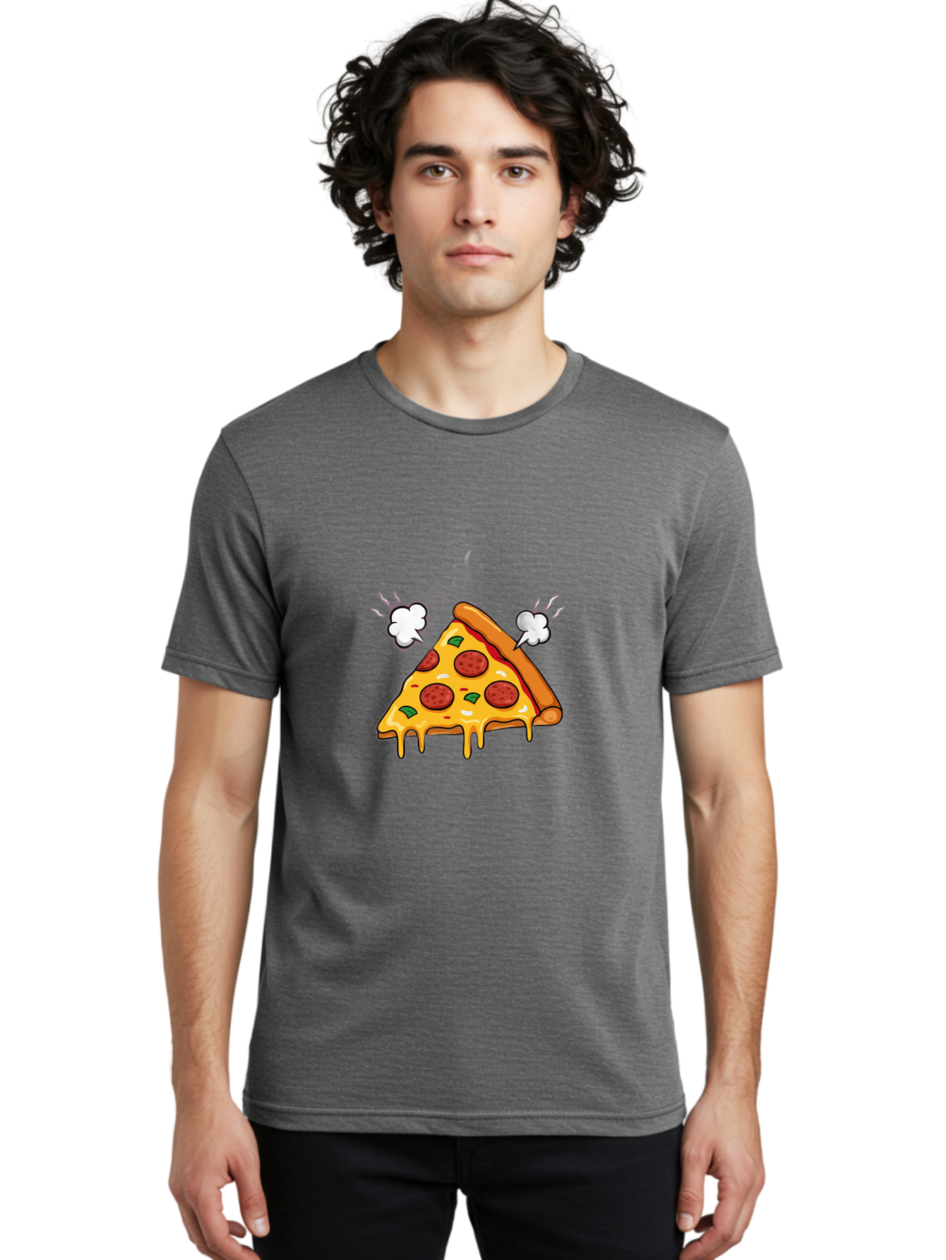 Pepperoni-Pizza-Slice-17 Men'S Graphic Tee, 100% Cotton, Comfortable Casual Summer Wear, Machine Washable, Pepperoni Pizza, Cheesy Goodness, Melted Cheese, Cartoon Food, Animated Pizza, Pizza Slice, Steaming Hot, Foodie Fun, Cartoon Style, Bac227