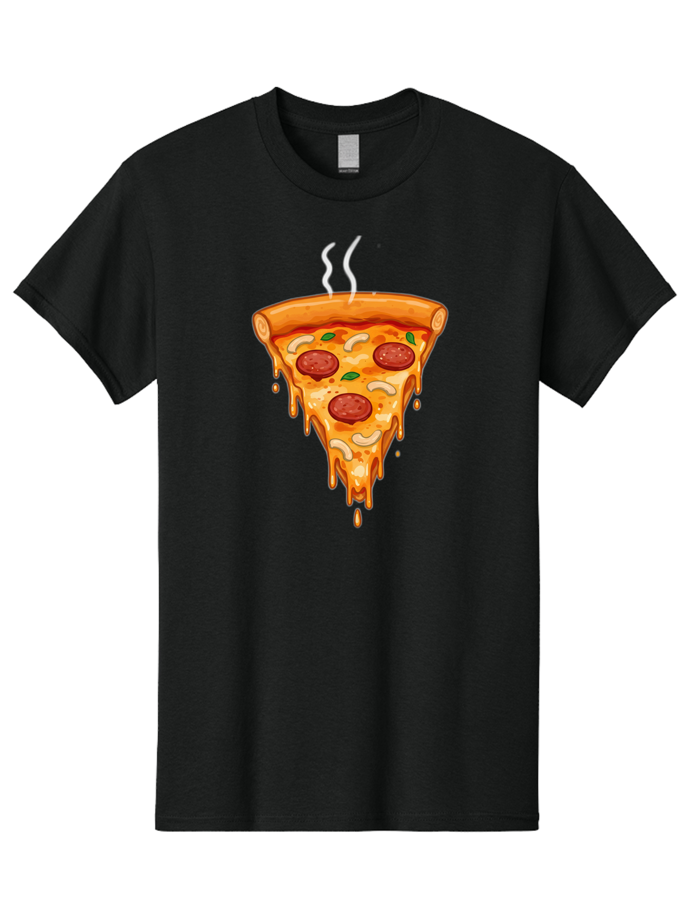 Pepperoni-Pizza-Slice-18 Men'S Graphic Tee, 100% Cotton, Comfortable Casual Summer Wear, Machine Washable, Cheesy Pizza Slice, Pepperoni Pizza, Melted Cheese, Hot Pizza, Fresh Basil, Pepperoni Slices, Steaming Pizza, Tasty Topping, Pizza Lover Bac228