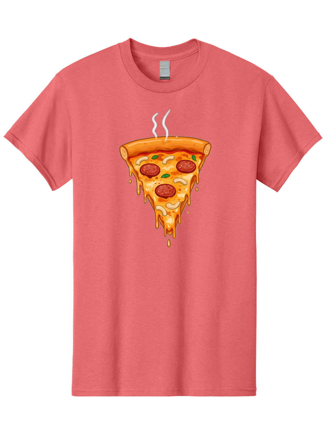 Pepperoni-Pizza-Slice-18 Men'S Graphic Tee, 100% Cotton, Comfortable Casual Summer Wear, Machine Washable, Cheesy Pizza Slice, Pepperoni Pizza, Melted Cheese, Hot Pizza, Fresh Basil, Pepperoni Slices, Steaming Pizza, Tasty Topping, Pizza Lover Bac228