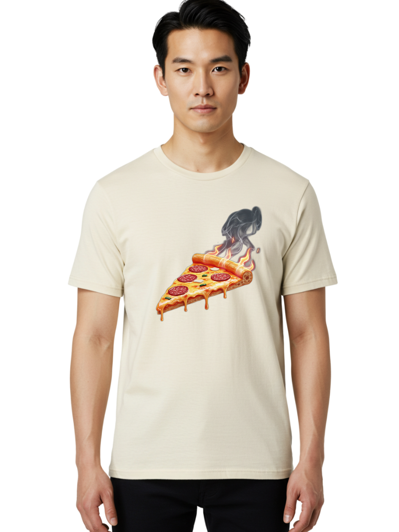 Pepperoni-Pizza-Slice-19 Men'S Graphic Tee, 100% Cotton, Comfortable Casual Summer Wear, Machine Washable, Pepperoni Pizza, Melting Cheese, Fresh Basil, Hot Pizza, Savory Flavors, Italian Cuisine, Pizza Slice, Food Illustration, Pepperoni, Bac229