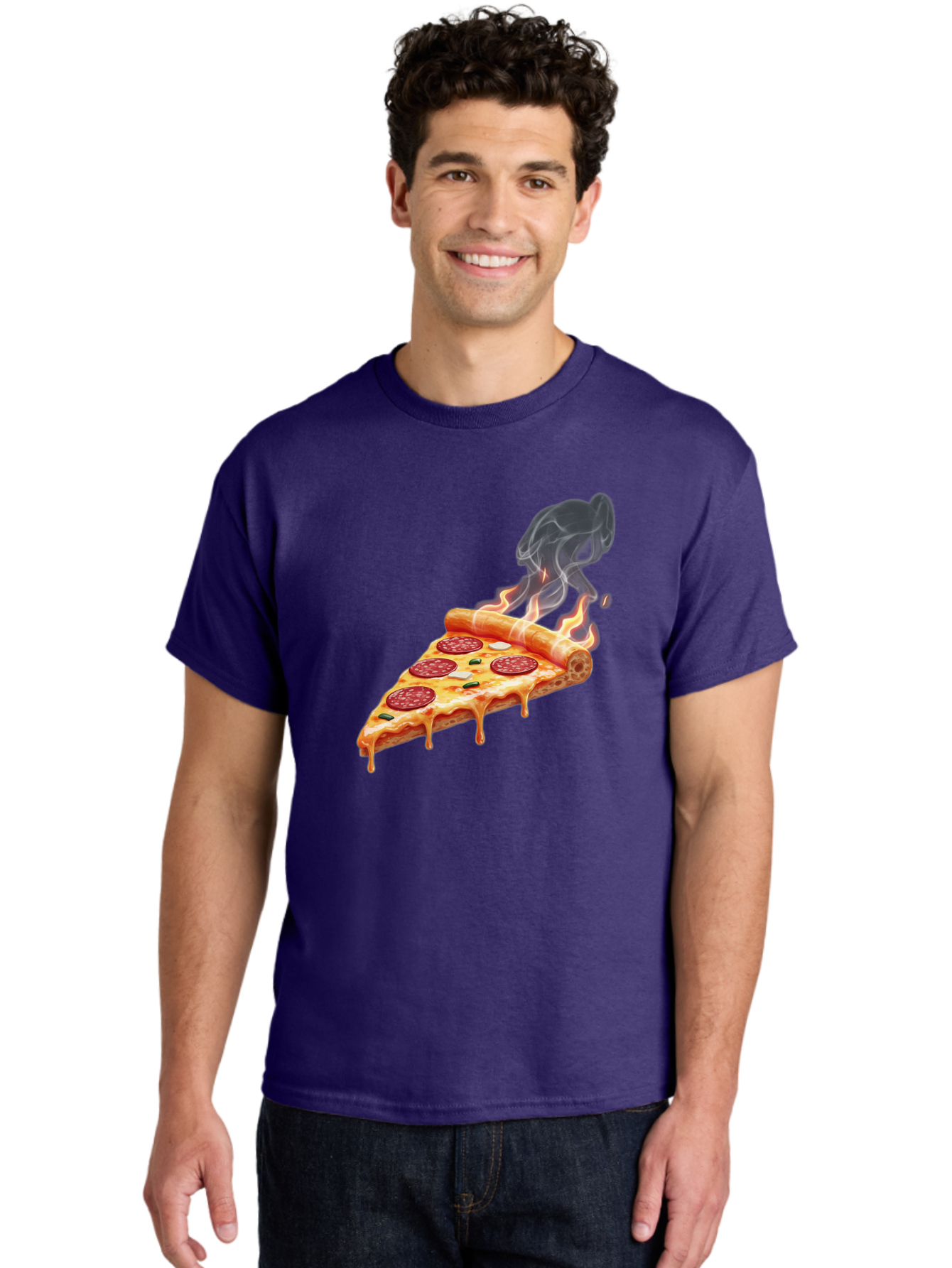 Pepperoni-Pizza-Slice-19 Men'S Graphic Tee, 100% Cotton, Comfortable Casual Summer Wear, Machine Washable, Pepperoni Pizza, Melting Cheese, Fresh Basil, Hot Pizza, Savory Flavors, Italian Cuisine, Pizza Slice, Food Illustration, Pepperoni, Bac229