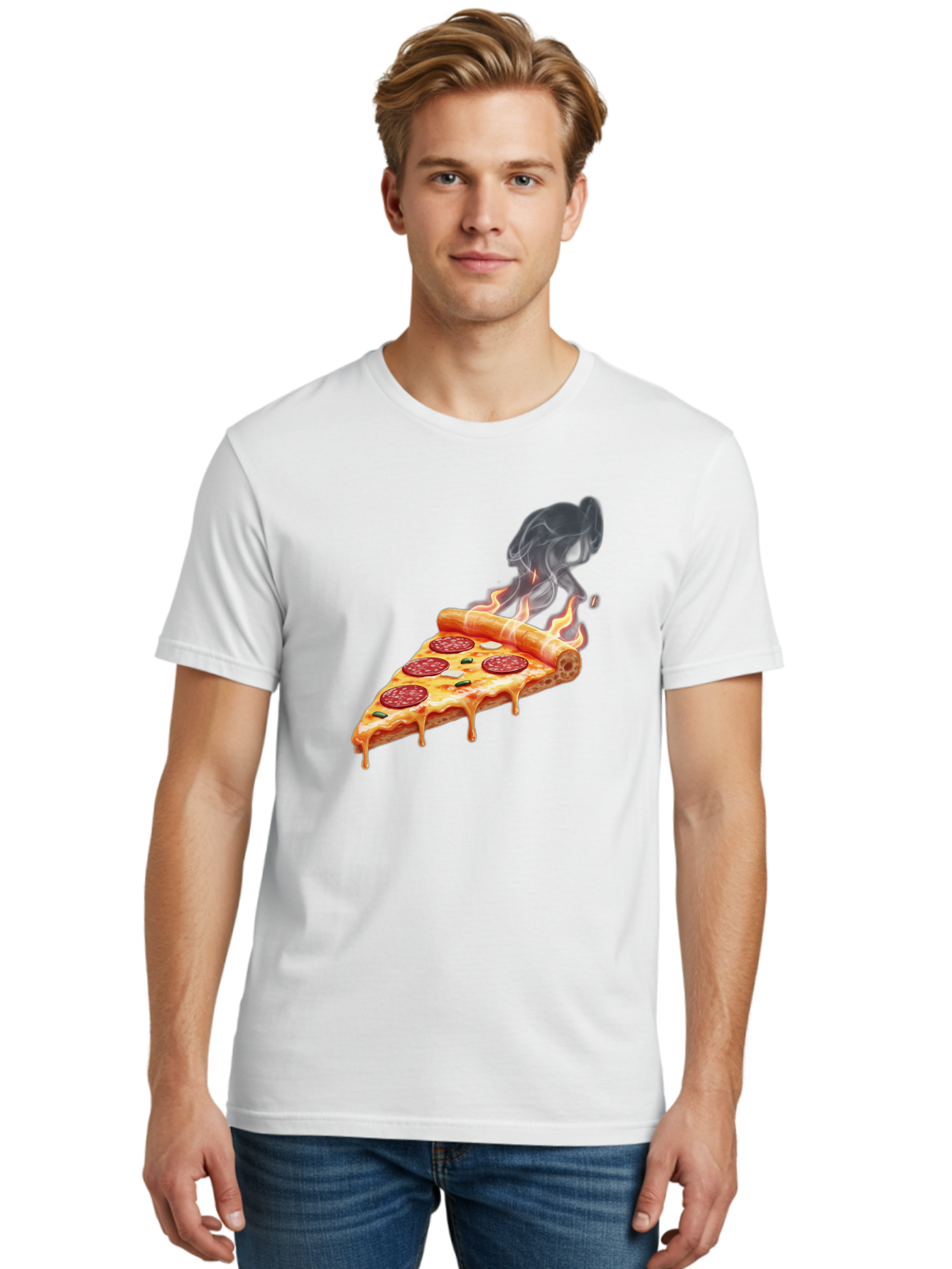Pepperoni-Pizza-Slice-19 Men'S Graphic Tee, 100% Cotton, Comfortable Casual Summer Wear, Machine Washable, Pepperoni Pizza, Melting Cheese, Fresh Basil, Hot Pizza, Savory Flavors, Italian Cuisine, Pizza Slice, Food Illustration, Pepperoni, Bac229