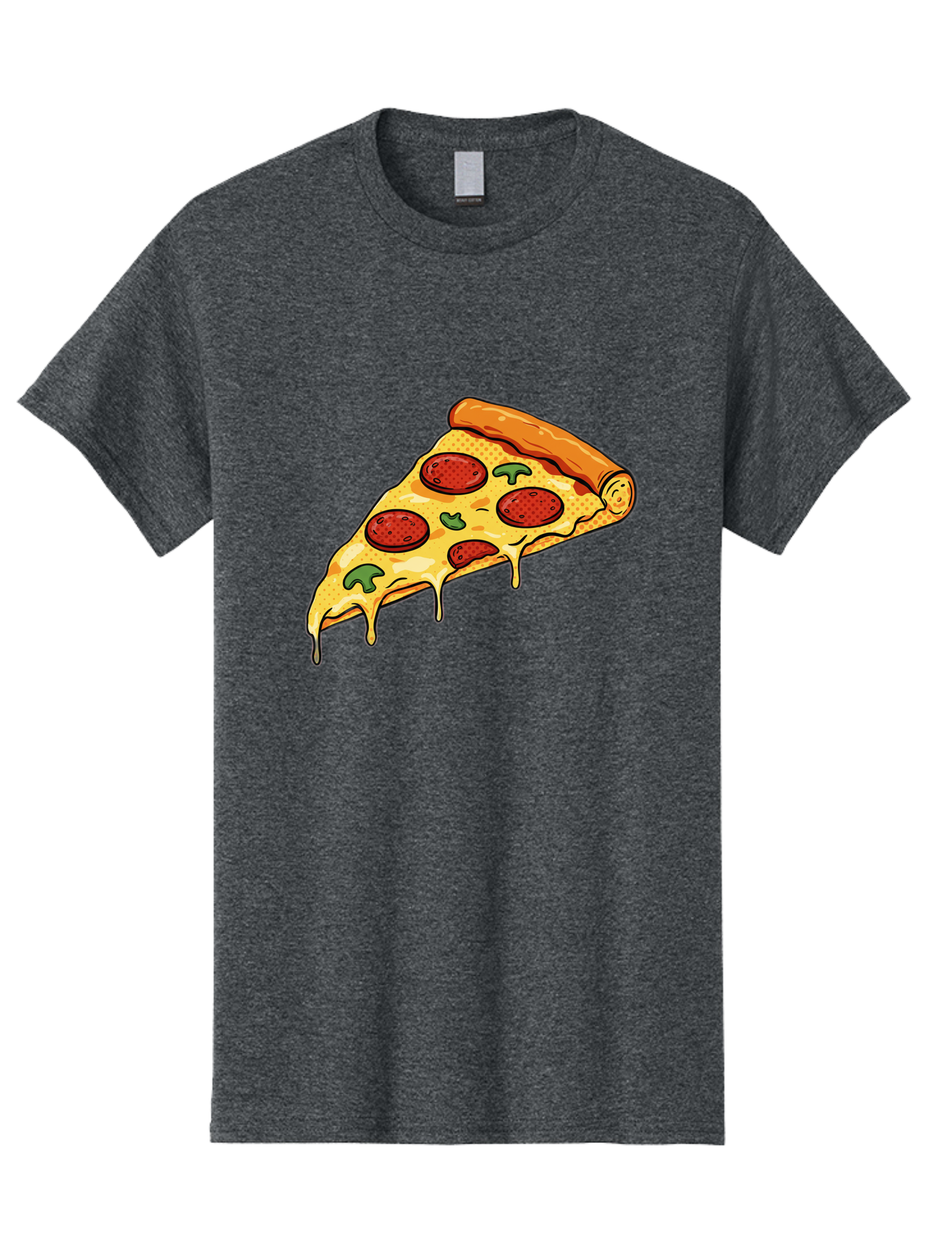Pepperoni-Pizza-Slice-20 Men'S Graphic Tee, 100% Cotton, Comfortable Casual Summer Wear, Machine Washable, Pepperoni Pizza, Pizza Slice, Melted Cheese, Green Peppers, Tomato Sauce, Italian Food, Food Illustration, Cartoon Pizza, Tasty Pizza, Bac231