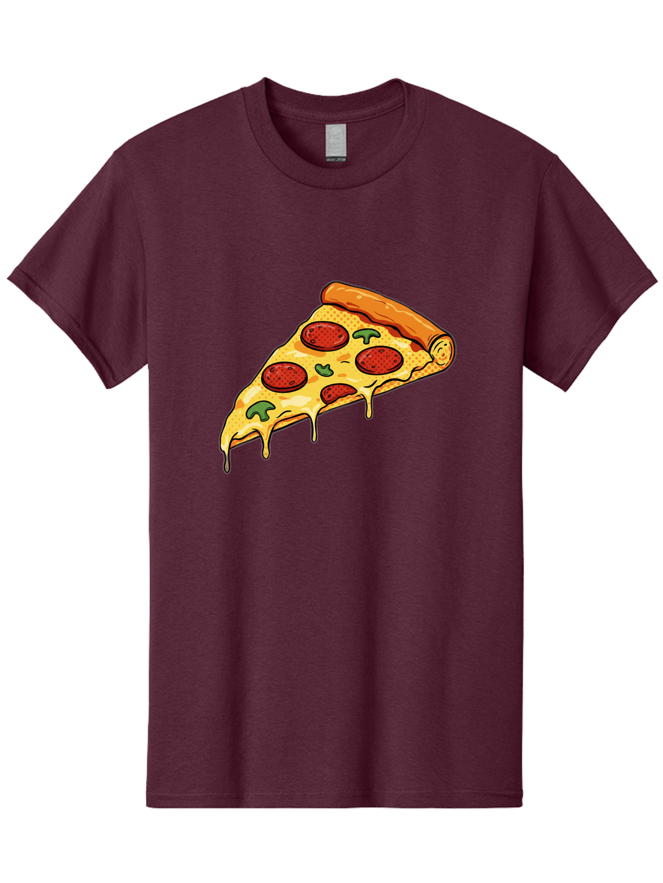 Pepperoni-Pizza-Slice-20 Men'S Graphic Tee, 100% Cotton, Comfortable Casual Summer Wear, Machine Washable, Pepperoni Pizza, Pizza Slice, Melted Cheese, Green Peppers, Tomato Sauce, Italian Food, Food Illustration, Cartoon Pizza, Tasty Pizza, Bac231