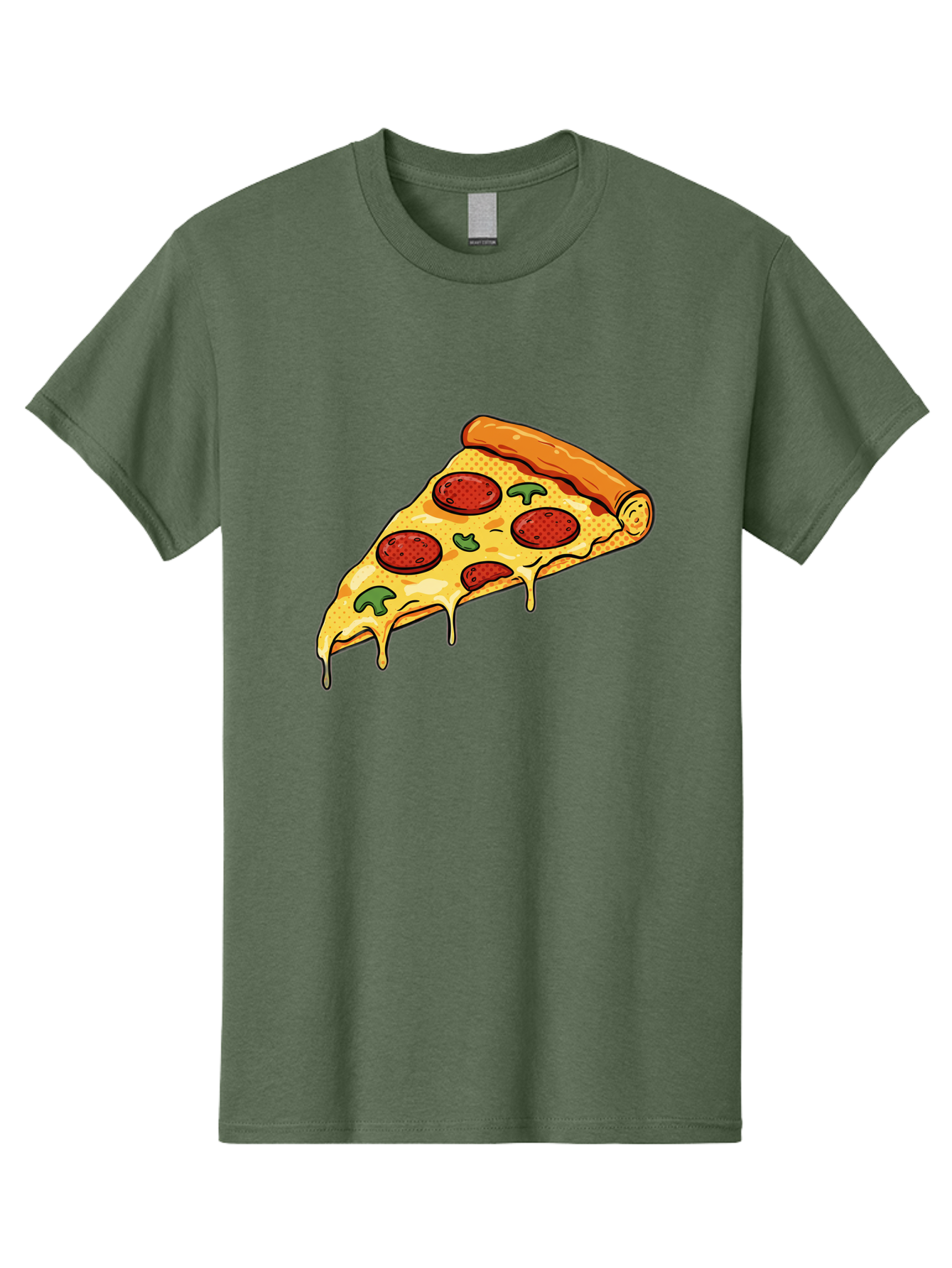 Pepperoni-Pizza-Slice-20 Men'S Graphic Tee, 100% Cotton, Comfortable Casual Summer Wear, Machine Washable, Pepperoni Pizza, Pizza Slice, Melted Cheese, Green Peppers, Tomato Sauce, Italian Food, Food Illustration, Cartoon Pizza, Tasty Pizza, Bac231