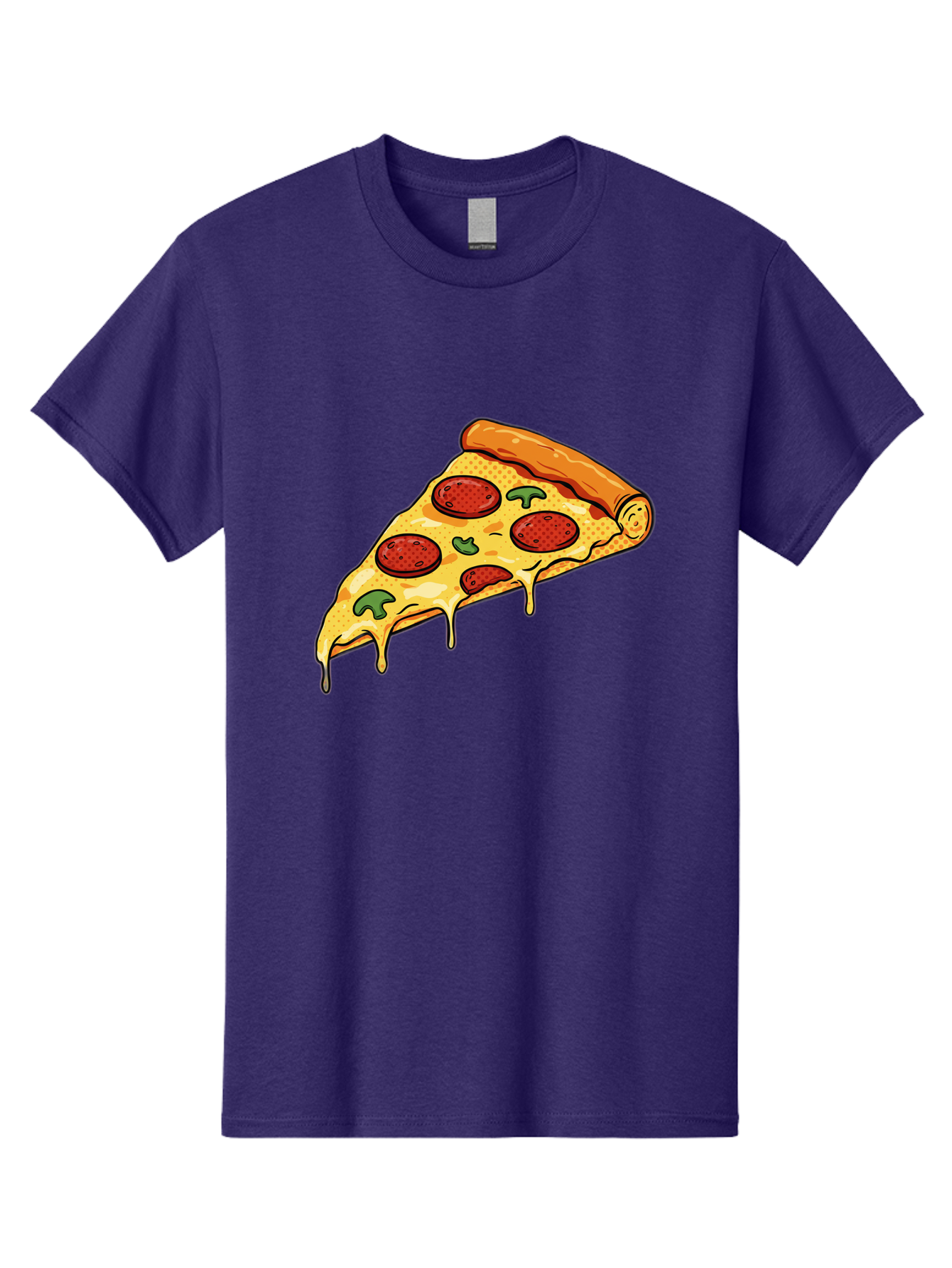 Pepperoni-Pizza-Slice-20 Men'S Graphic Tee, 100% Cotton, Comfortable Casual Summer Wear, Machine Washable, Pepperoni Pizza, Pizza Slice, Melted Cheese, Green Peppers, Tomato Sauce, Italian Food, Food Illustration, Cartoon Pizza, Tasty Pizza, Bac231