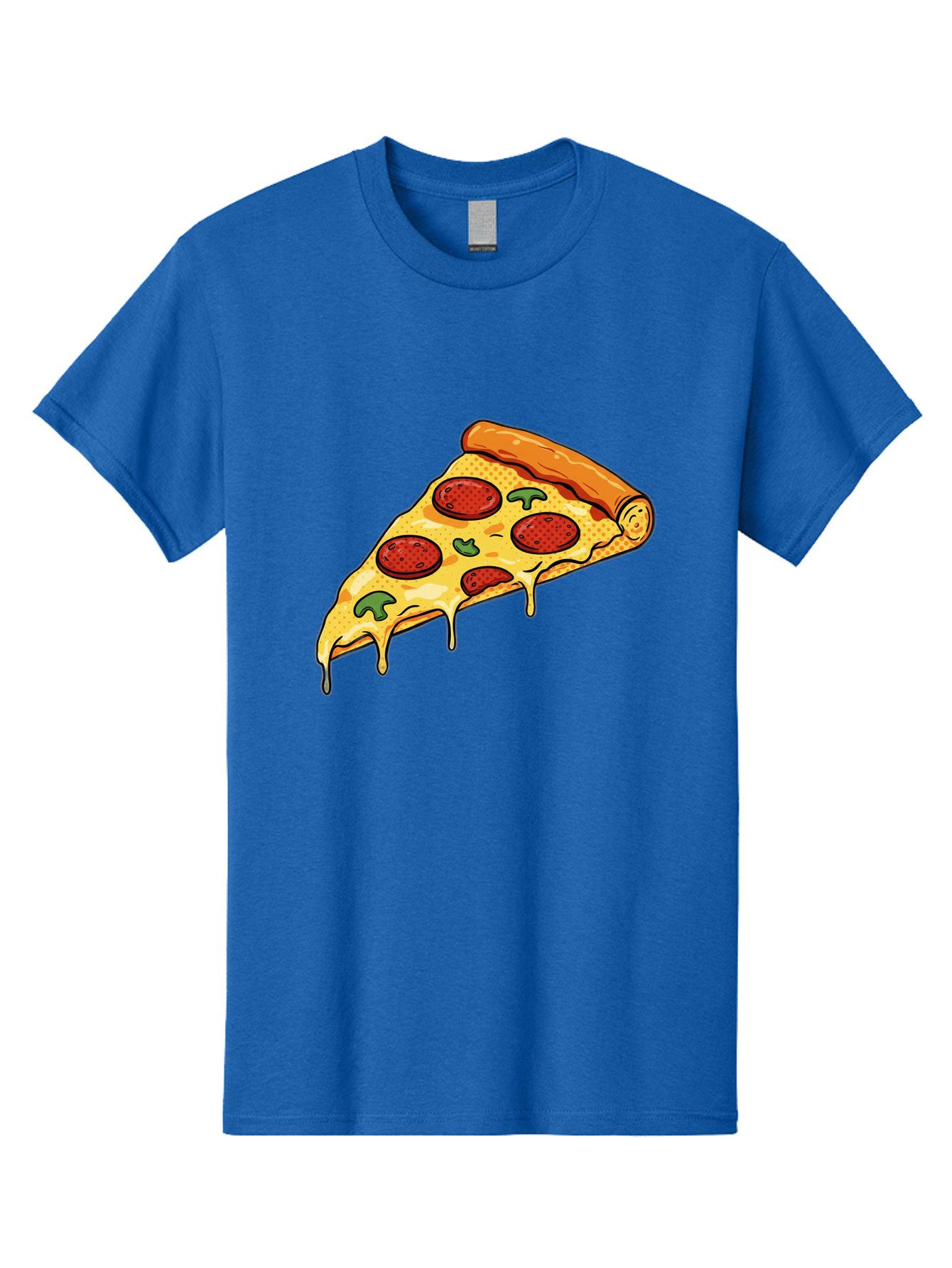 Pepperoni-Pizza-Slice-20 Men'S Graphic Tee, 100% Cotton, Comfortable Casual Summer Wear, Machine Washable, Pepperoni Pizza, Pizza Slice, Melted Cheese, Green Peppers, Tomato Sauce, Italian Food, Food Illustration, Cartoon Pizza, Tasty Pizza, Bac231
