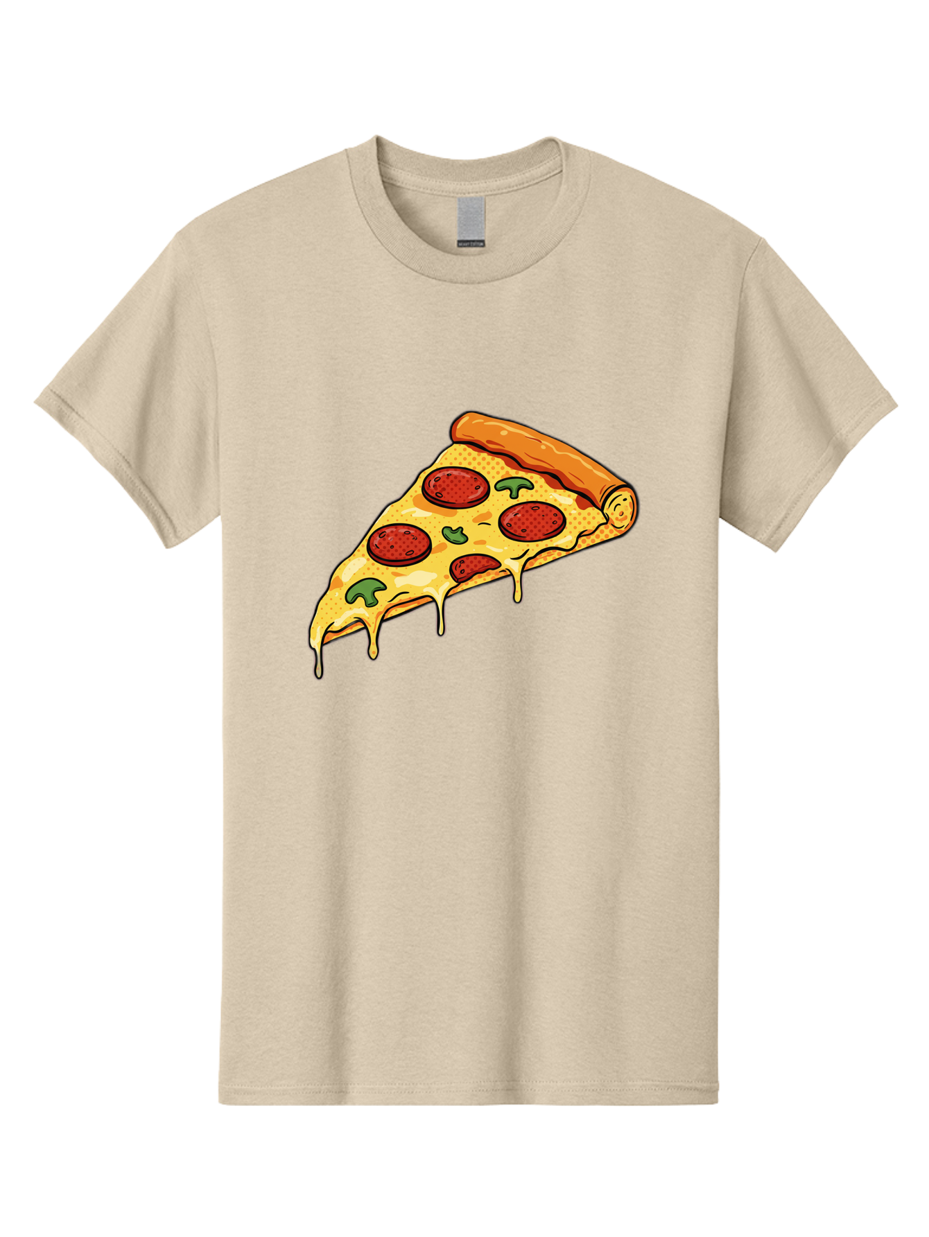 Pepperoni-Pizza-Slice-20 Men'S Graphic Tee, 100% Cotton, Comfortable Casual Summer Wear, Machine Washable, Pepperoni Pizza, Pizza Slice, Melted Cheese, Green Peppers, Tomato Sauce, Italian Food, Food Illustration, Cartoon Pizza, Tasty Pizza, Bac231