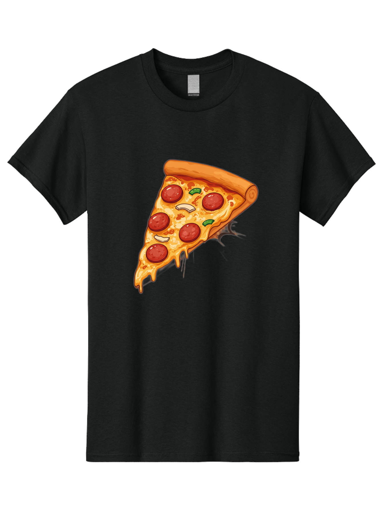 Pepperoni-Pizza-Slice-21 Men'S Graphic Tee, 100% Cotton, Comfortable Casual Summer Wear, Machine Washable, Pepperoni Pizza Slice, Cheesy Goodness, Savory Toppings, Melted Mozzarella, Italian Cuisine, Delicious Food, Appetizing Meal, Drooling, Bac232
