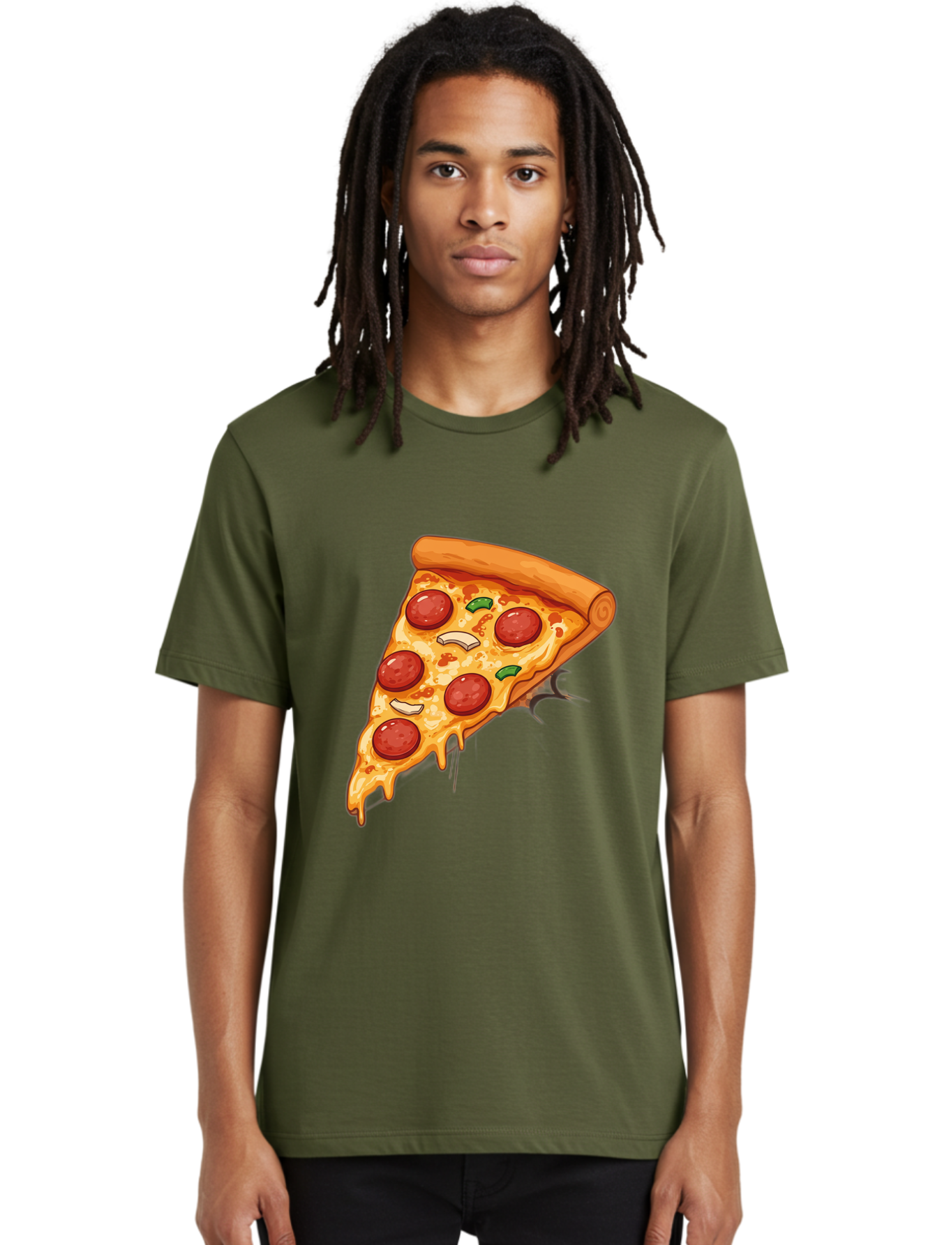 Pepperoni-Pizza-Slice-21 Men'S Graphic Tee, 100% Cotton, Comfortable Casual Summer Wear, Machine Washable, Pepperoni Pizza Slice, Cheesy Goodness, Savory Toppings, Melted Mozzarella, Italian Cuisine, Delicious Food, Appetizing Meal, Drooling, Bac232