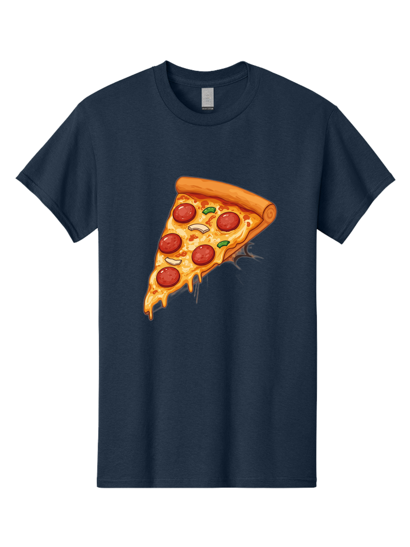Pepperoni-Pizza-Slice-21 Men'S Graphic Tee, 100% Cotton, Comfortable Casual Summer Wear, Machine Washable, Pepperoni Pizza Slice, Cheesy Goodness, Savory Toppings, Melted Mozzarella, Italian Cuisine, Delicious Food, Appetizing Meal, Drooling, Bac232