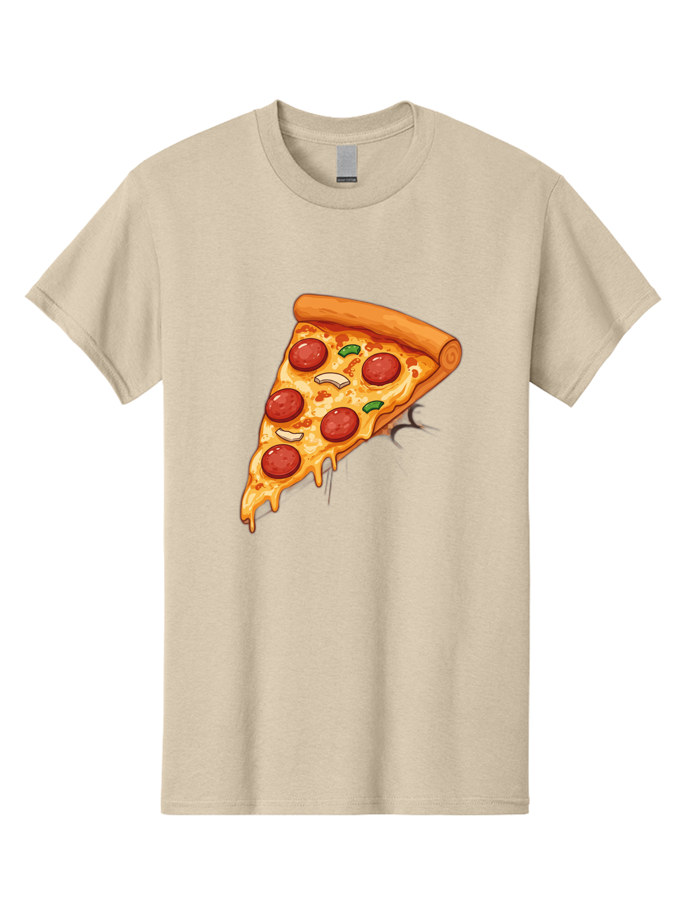 Pepperoni-Pizza-Slice-21 Men'S Graphic Tee, 100% Cotton, Comfortable Casual Summer Wear, Machine Washable, Pepperoni Pizza Slice, Cheesy Goodness, Savory Toppings, Melted Mozzarella, Italian Cuisine, Delicious Food, Appetizing Meal, Drooling, Bac232