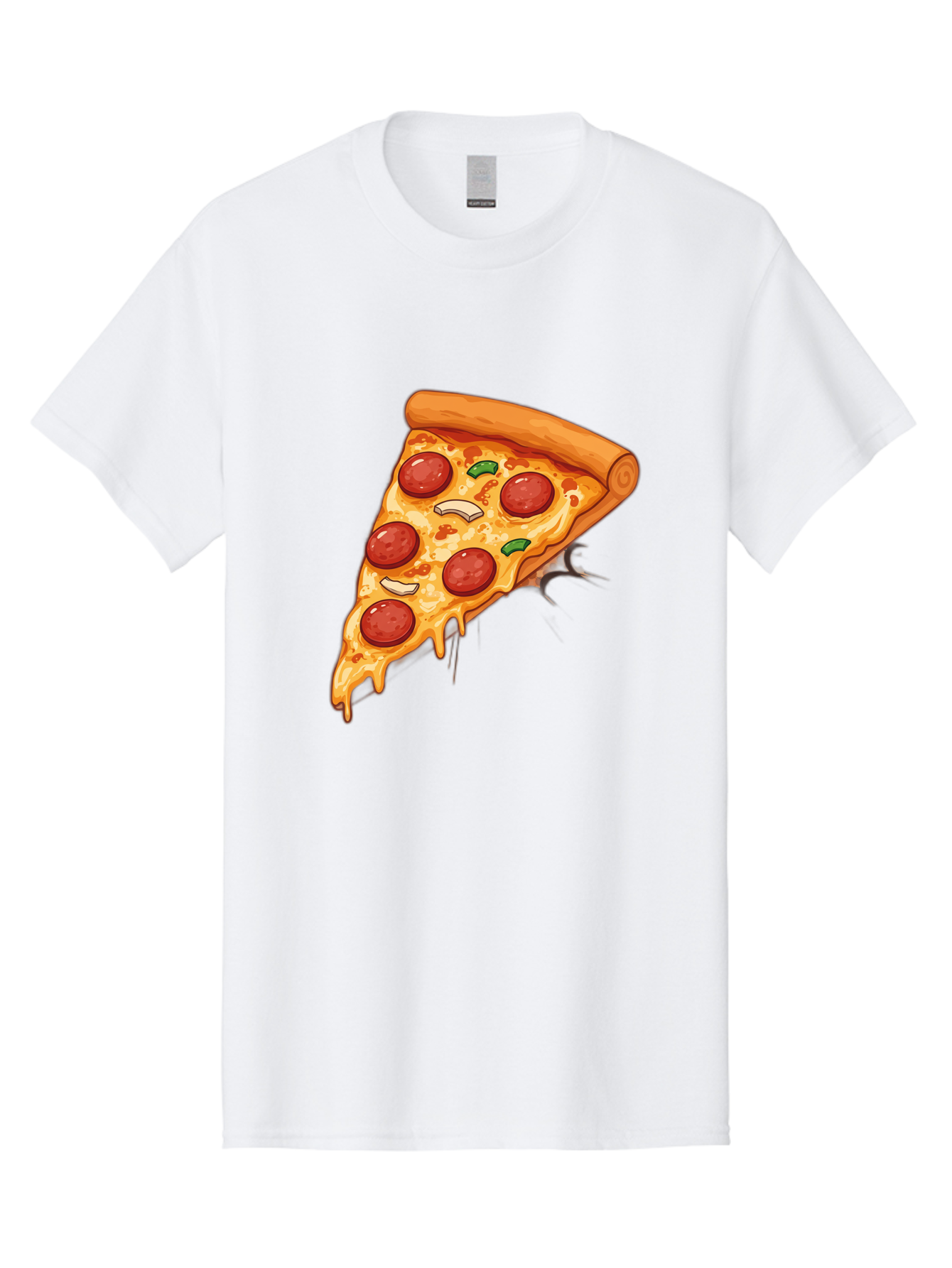 Pepperoni-Pizza-Slice-21 Men'S Graphic Tee, 100% Cotton, Comfortable Casual Summer Wear, Machine Washable, Pepperoni Pizza Slice, Cheesy Goodness, Savory Toppings, Melted Mozzarella, Italian Cuisine, Delicious Food, Appetizing Meal, Drooling, Bac232