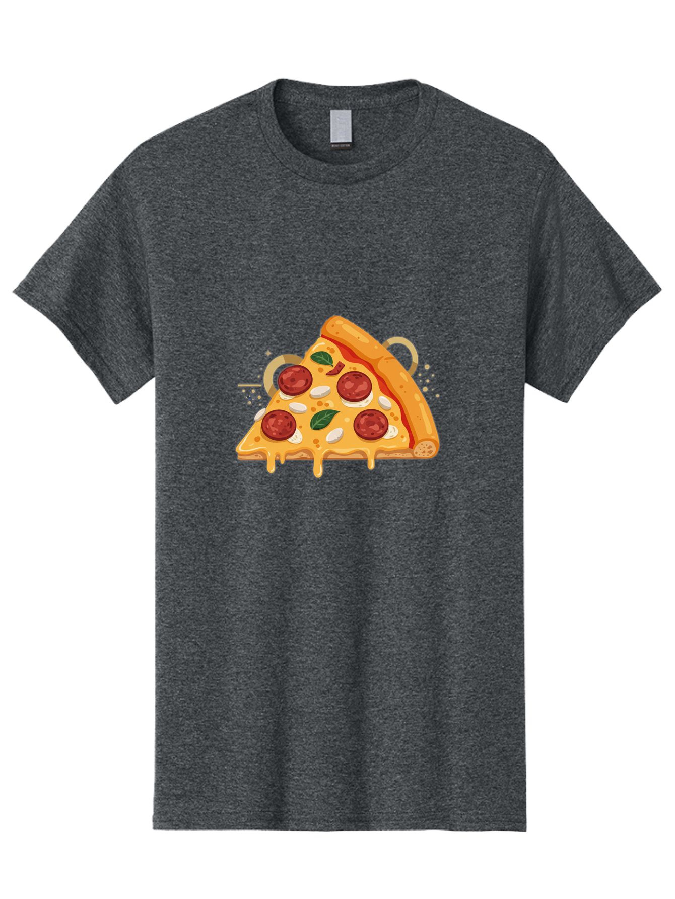 Pepperoni-Pizza-Slice-22 Men'S Graphic Tee, 100% Cotton, Comfortable Casual Summer Wear, Machine Washable, Pepperoni Pizza, Cheesy Goodness, Melted Cheese, Italian Cuisine, Savory Flavors, Appetizing Treat, Food Illustration, Bac233