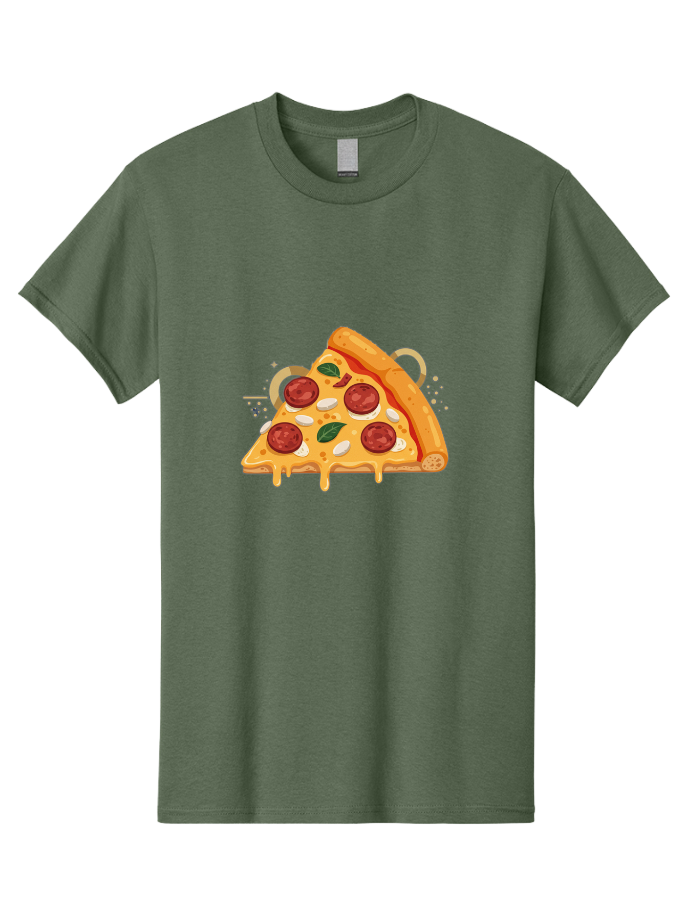 Pepperoni-Pizza-Slice-22 Men'S Graphic Tee, 100% Cotton, Comfortable Casual Summer Wear, Machine Washable, Pepperoni Pizza, Cheesy Goodness, Melted Cheese, Italian Cuisine, Savory Flavors, Appetizing Treat, Food Illustration, Bac233