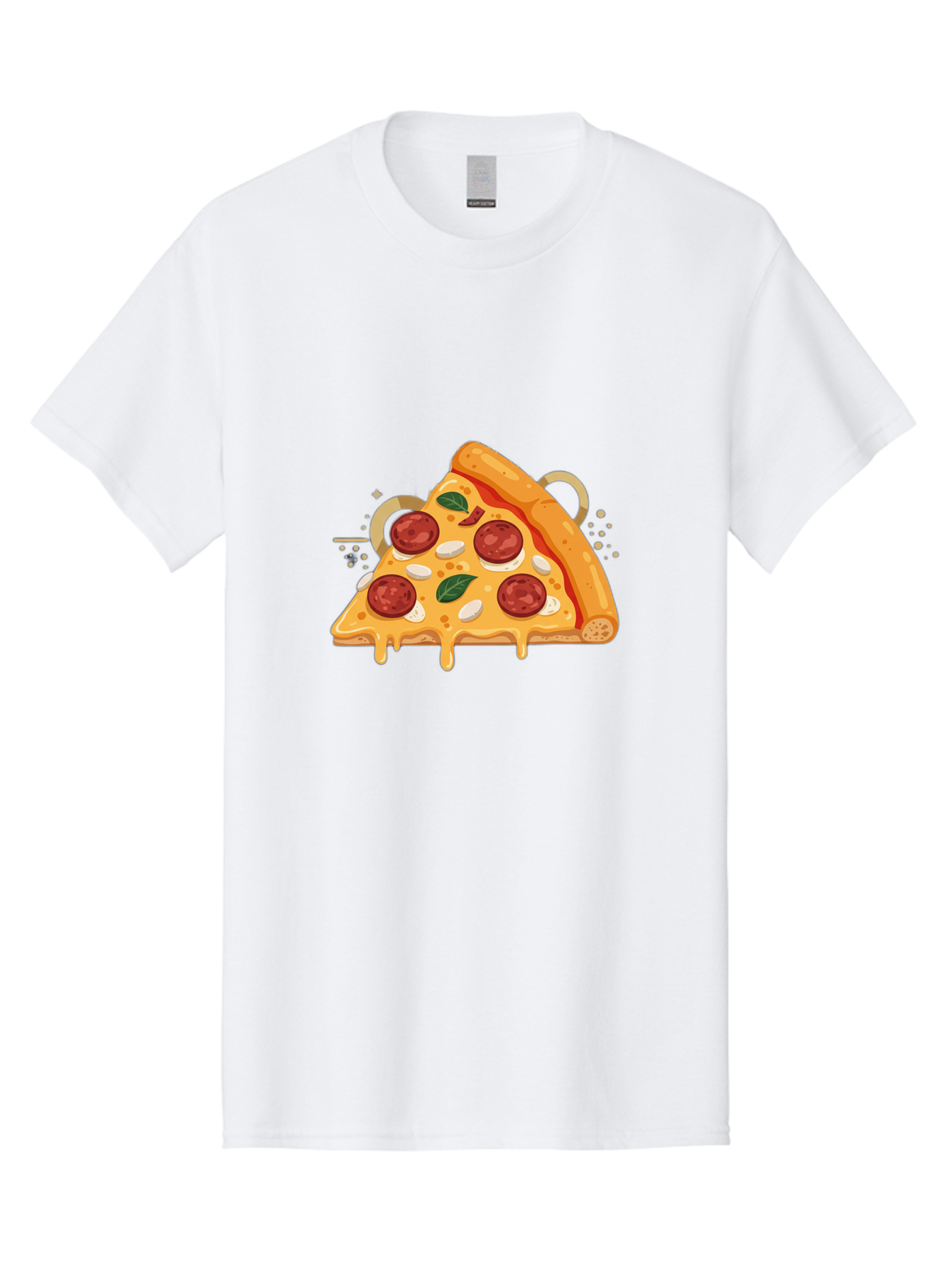 Pepperoni-Pizza-Slice-22 Men'S Graphic Tee, 100% Cotton, Comfortable Casual Summer Wear, Machine Washable, Pepperoni Pizza, Cheesy Goodness, Melted Cheese, Italian Cuisine, Savory Flavors, Appetizing Treat, Food Illustration, Bac233