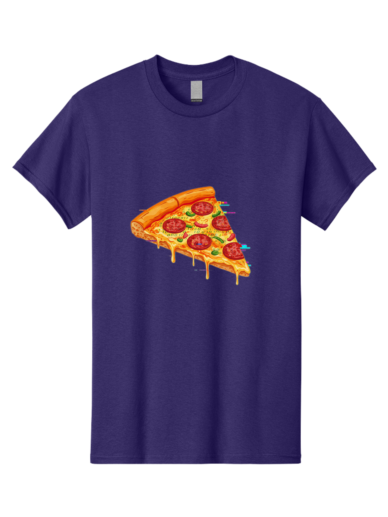 Pepperoni-Pizza-Slice-23 Men'S Graphic Tee, 100% Cotton, Comfortable Casual Summer Wear, Machine Washable, Pepperoni Pizza, Cheese Pizza, Pizza Slice, Melted Cheese, Pepperoni Toppings, Glitch Art, Distorted Image, Digital Art, Modern Design, Bac234