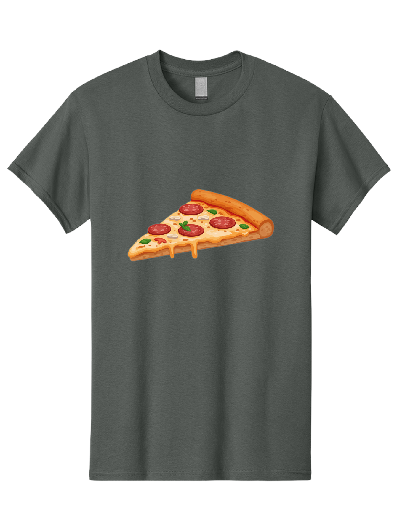 Pepperoni-Pizza-Slice-3 Men'S Graphic Tee, 100% Cotton, Comfortable Casual Summer Wear, Machine Washable, Pepperoni Pizza, Pizza Slice, Cheesy Goodness, Melted Cheese, Savory Pepperoni, Fresh Basil, Italian Cuisine, Foodie Delight Bac235