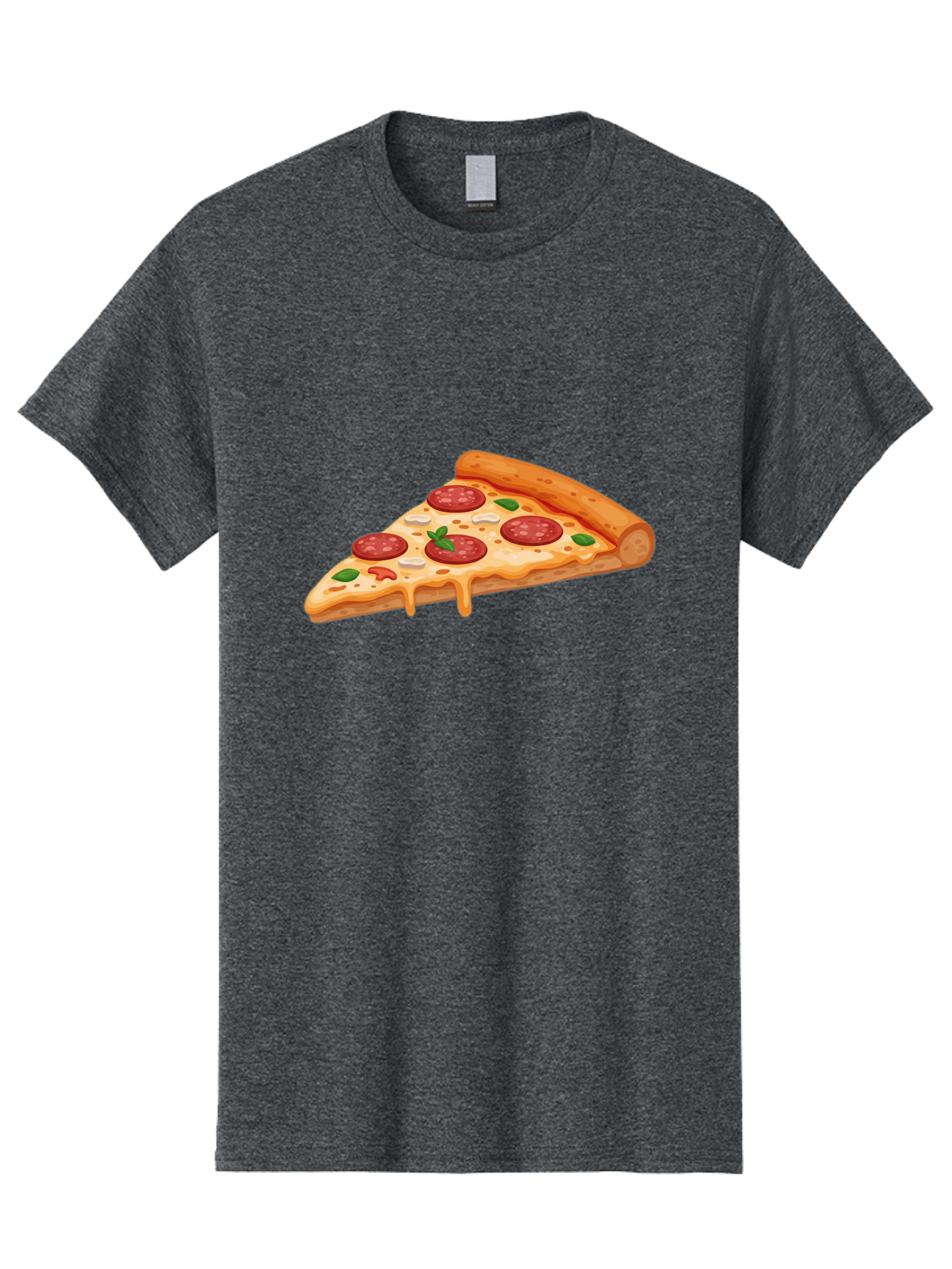 Pepperoni-Pizza-Slice-3 Men'S Graphic Tee, 100% Cotton, Comfortable Casual Summer Wear, Machine Washable, Pepperoni Pizza, Pizza Slice, Cheesy Goodness, Melted Cheese, Savory Pepperoni, Fresh Basil, Italian Cuisine, Foodie Delight Bac235