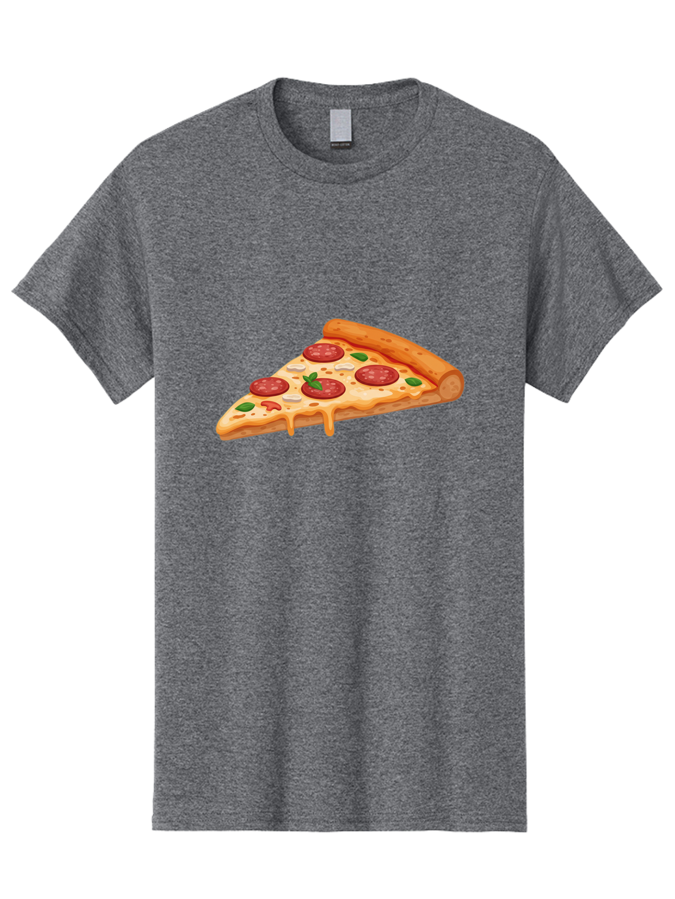 Pepperoni-Pizza-Slice-3 Men'S Graphic Tee, 100% Cotton, Comfortable Casual Summer Wear, Machine Washable, Pepperoni Pizza, Pizza Slice, Cheesy Goodness, Melted Cheese, Savory Pepperoni, Fresh Basil, Italian Cuisine, Foodie Delight Bac235