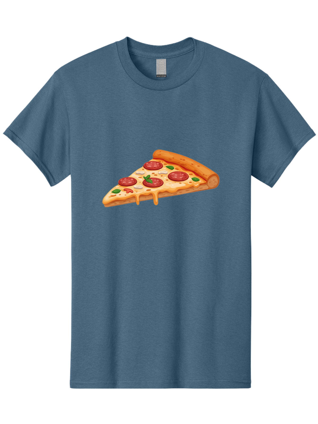 Pepperoni-Pizza-Slice-3 Men'S Graphic Tee, 100% Cotton, Comfortable Casual Summer Wear, Machine Washable, Pepperoni Pizza, Pizza Slice, Cheesy Goodness, Melted Cheese, Savory Pepperoni, Fresh Basil, Italian Cuisine, Foodie Delight Bac235