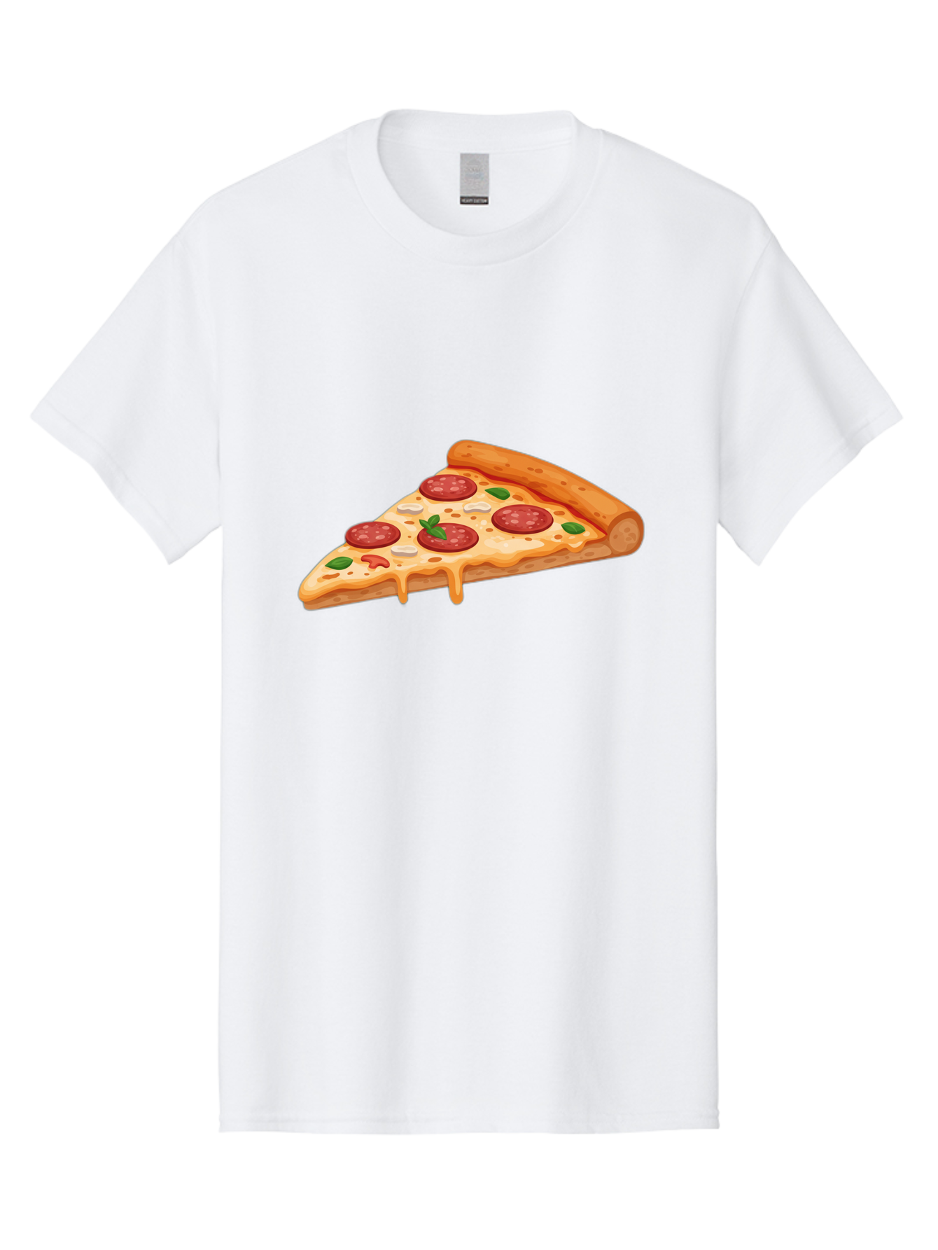 Pepperoni-Pizza-Slice-3 Men'S Graphic Tee, 100% Cotton, Comfortable Casual Summer Wear, Machine Washable, Pepperoni Pizza, Pizza Slice, Cheesy Goodness, Melted Cheese, Savory Pepperoni, Fresh Basil, Italian Cuisine, Foodie Delight Bac235