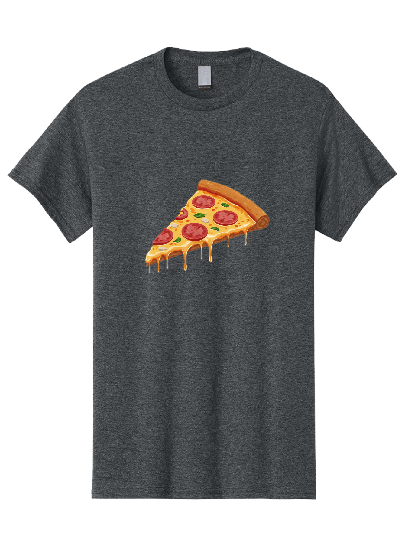 Pepperoni-Pizza-Slice-4 Men'S Graphic Tee, 100% Cotton, Comfortable Casual Summer Wear, Machine Washable, Pepperoni Pizza, Pizza Slice, Melted Cheese, Pepperoni, Basil Leaves, Gooey Cheese, Pizza Toppings, Italian Food, Cheesy Goodness Bac236