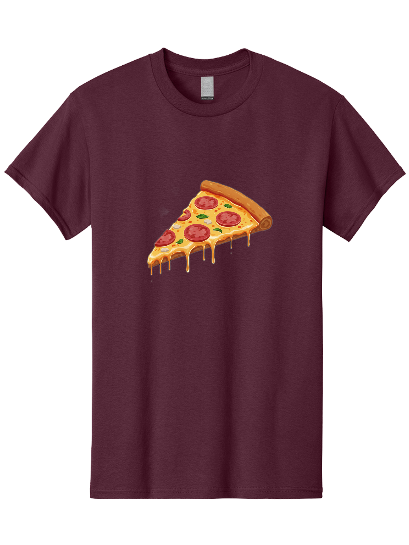 Pepperoni-Pizza-Slice-4 Men'S Graphic Tee, 100% Cotton, Comfortable Casual Summer Wear, Machine Washable, Pepperoni Pizza, Pizza Slice, Melted Cheese, Pepperoni, Basil Leaves, Gooey Cheese, Pizza Toppings, Italian Food, Cheesy Goodness Bac236