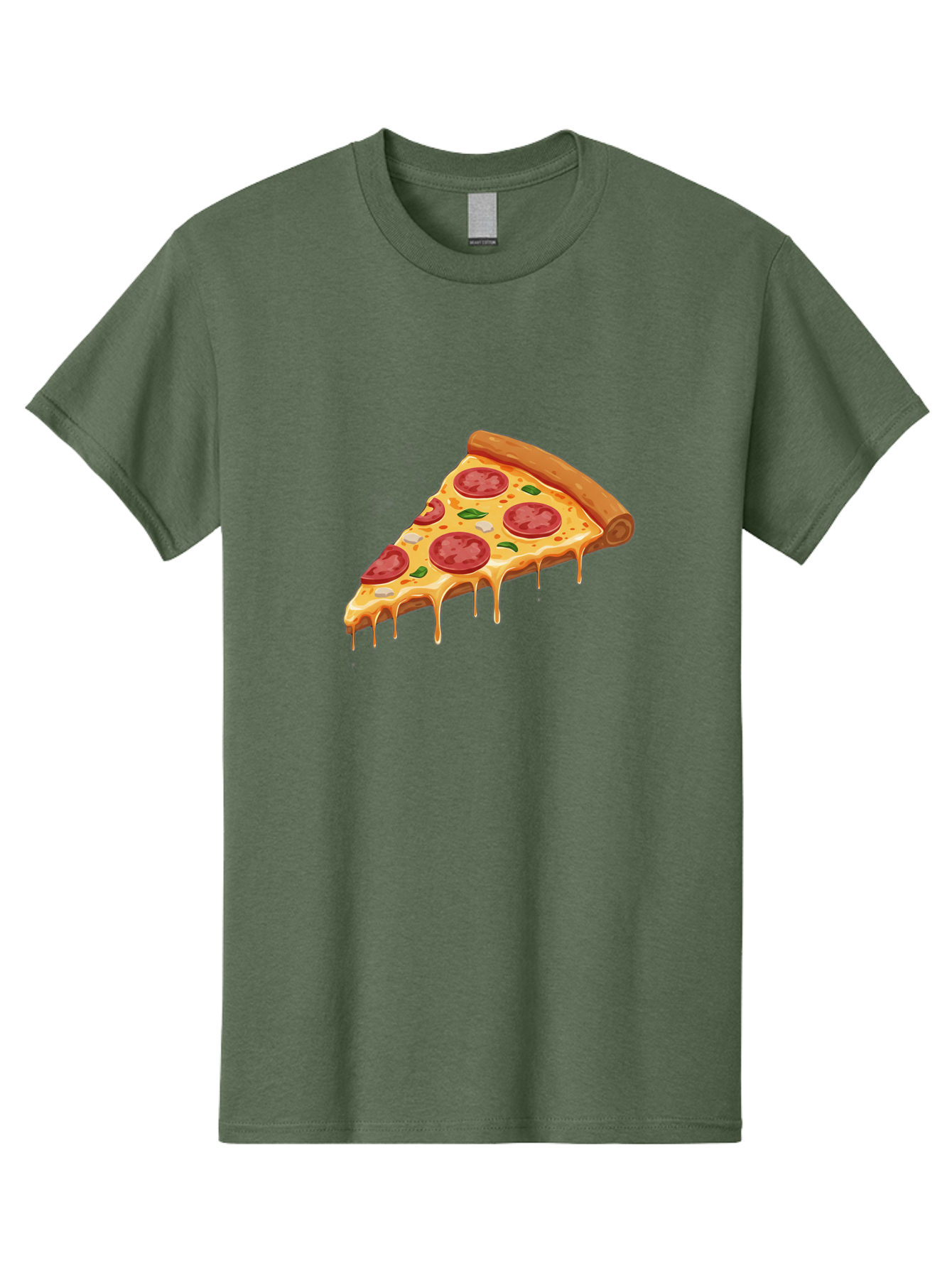Pepperoni-Pizza-Slice-4 Men'S Graphic Tee, 100% Cotton, Comfortable Casual Summer Wear, Machine Washable, Pepperoni Pizza, Pizza Slice, Melted Cheese, Pepperoni, Basil Leaves, Gooey Cheese, Pizza Toppings, Italian Food, Cheesy Goodness Bac236