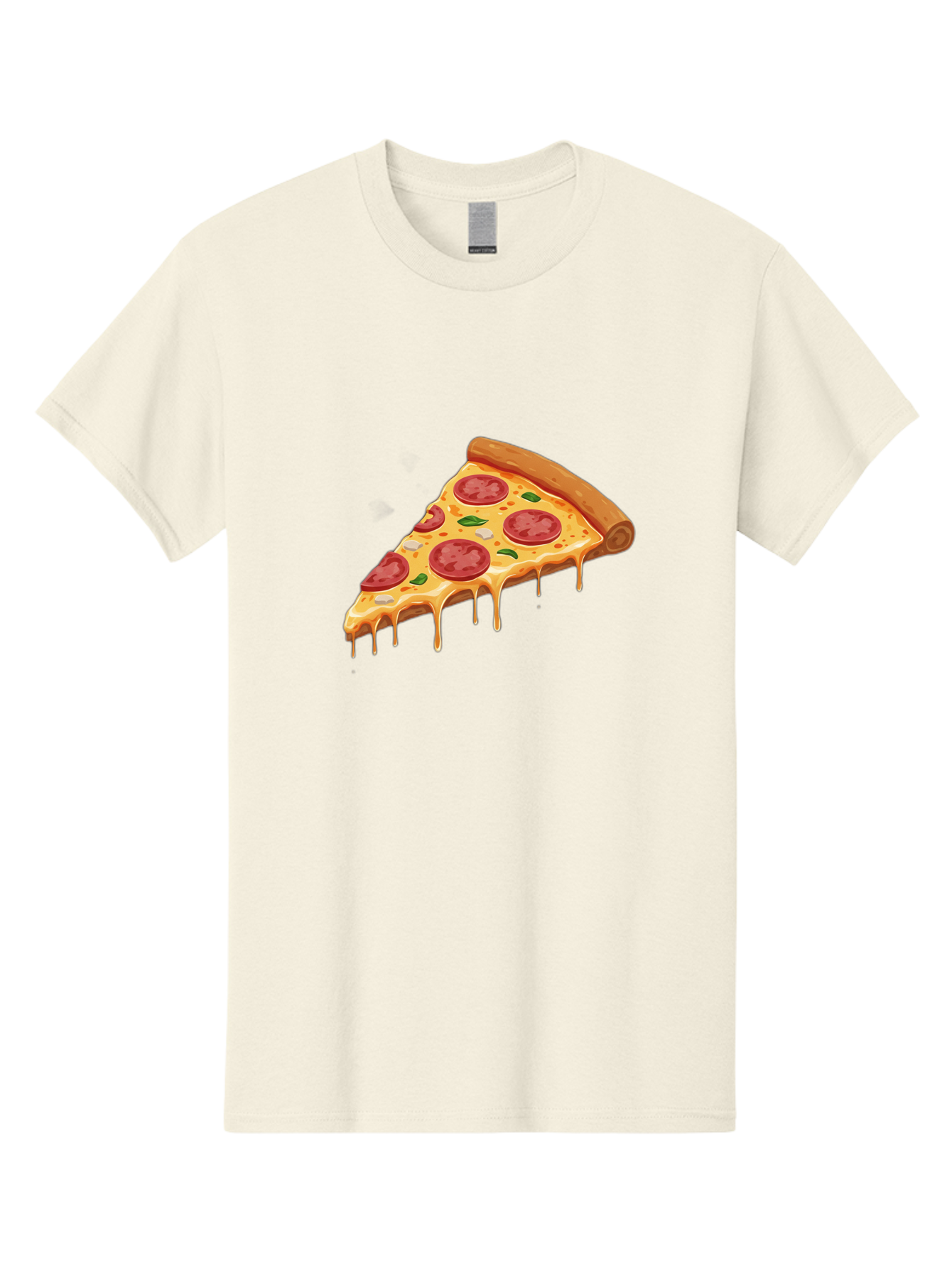 Pepperoni-Pizza-Slice-4 Men'S Graphic Tee, 100% Cotton, Comfortable Casual Summer Wear, Machine Washable, Pepperoni Pizza, Pizza Slice, Melted Cheese, Pepperoni, Basil Leaves, Gooey Cheese, Pizza Toppings, Italian Food, Cheesy Goodness Bac236