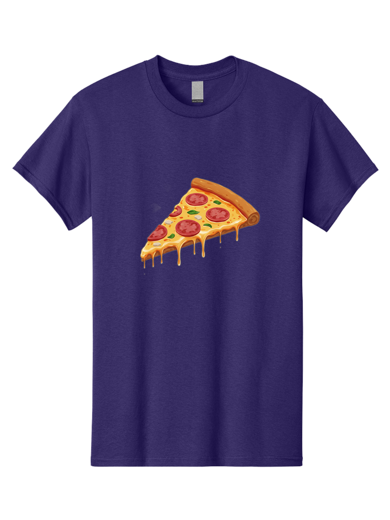 Pepperoni-Pizza-Slice-4 Men'S Graphic Tee, 100% Cotton, Comfortable Casual Summer Wear, Machine Washable, Pepperoni Pizza, Pizza Slice, Melted Cheese, Pepperoni, Basil Leaves, Gooey Cheese, Pizza Toppings, Italian Food, Cheesy Goodness Bac236