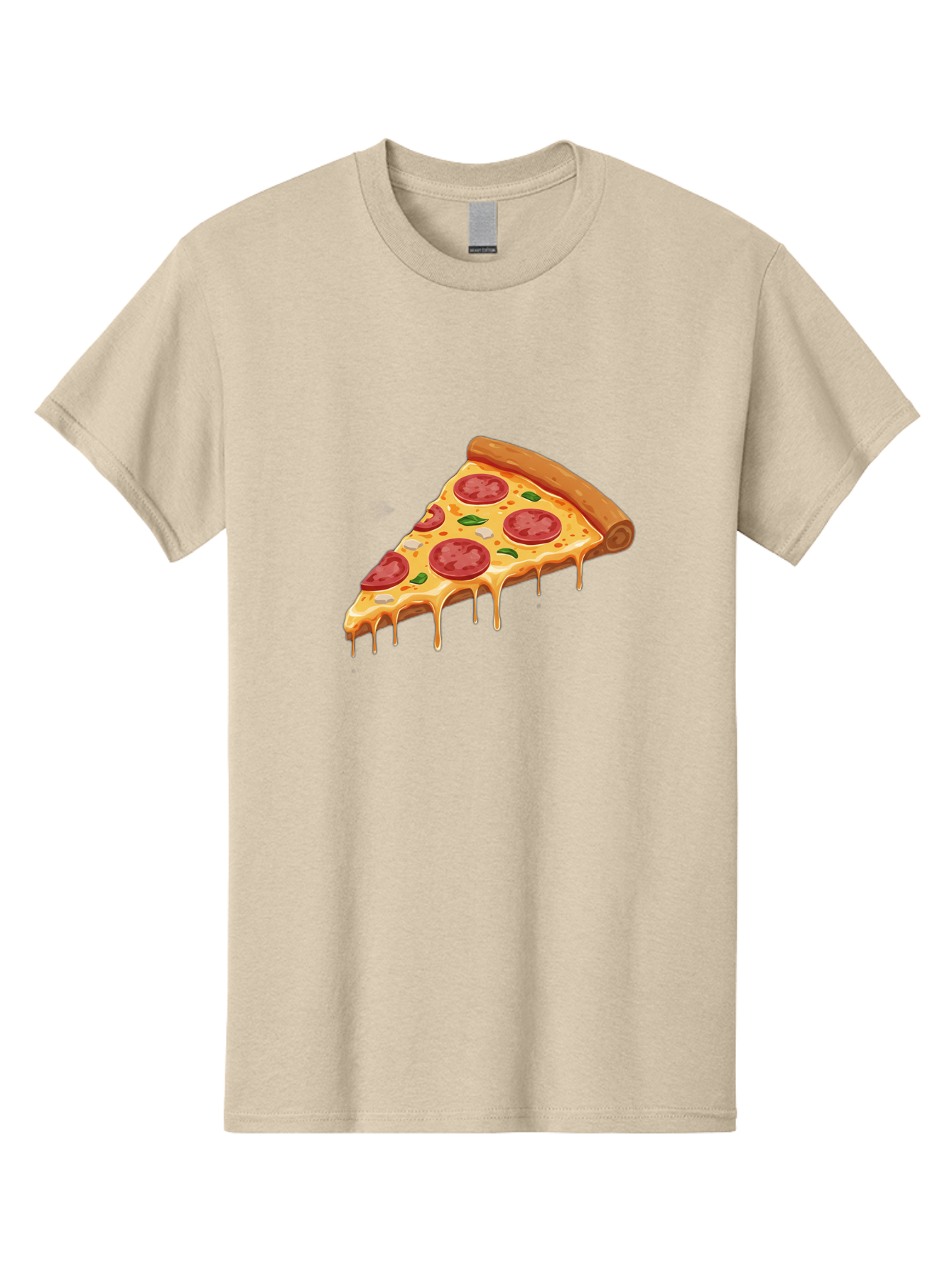 Pepperoni-Pizza-Slice-4 Men'S Graphic Tee, 100% Cotton, Comfortable Casual Summer Wear, Machine Washable, Pepperoni Pizza, Pizza Slice, Melted Cheese, Pepperoni, Basil Leaves, Gooey Cheese, Pizza Toppings, Italian Food, Cheesy Goodness Bac236