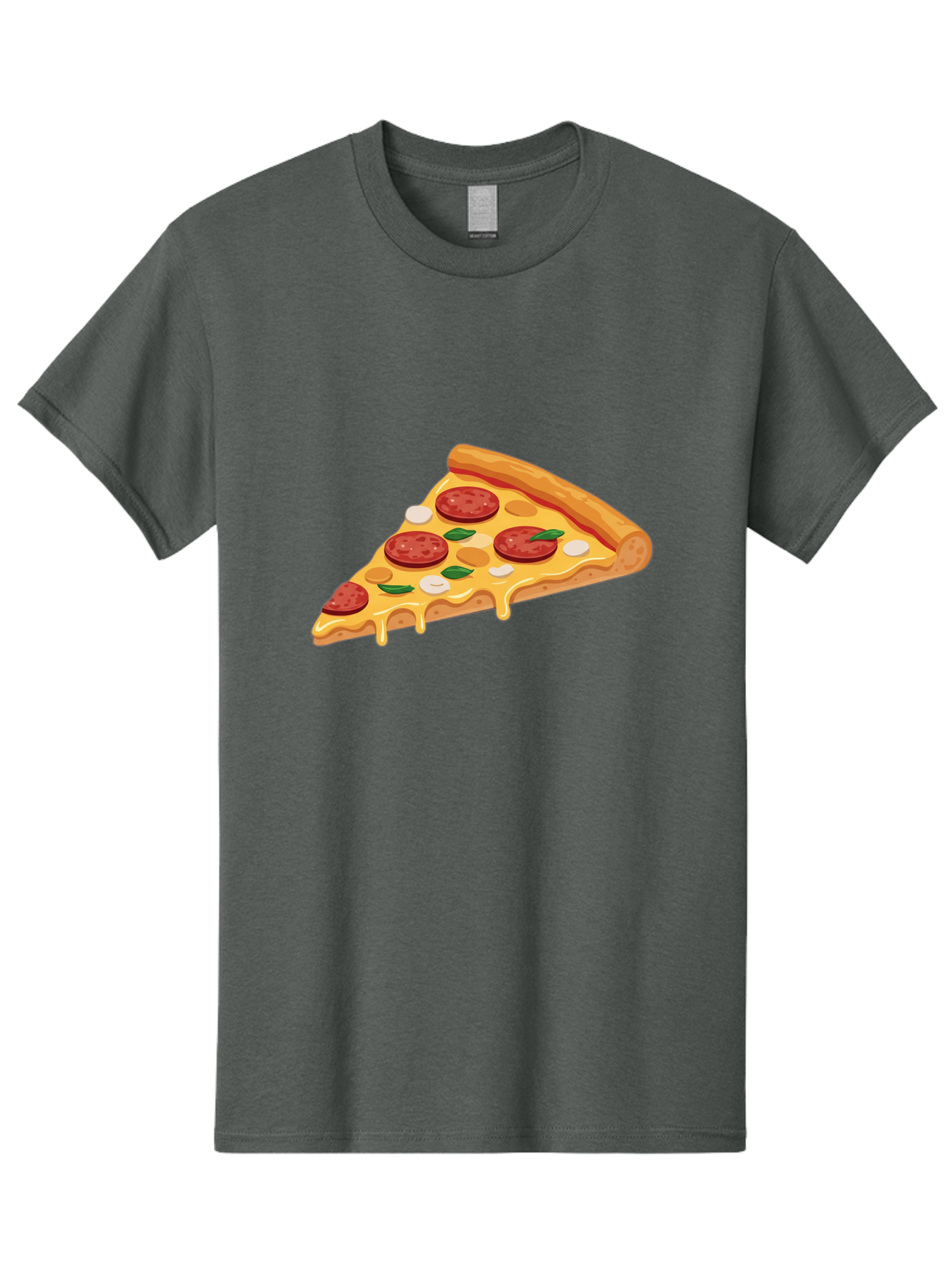 Pepperoni-Pizza-Slice-5 Men'S Graphic Tee, 100% Cotton, Comfortable Casual Summer Wear, Machine Washable, Pepperoni Pizza, Pizza Slice, Melted Cheese, Pepperoni, Basil, Garlic, Italian Food, Cheesy Goodness, Tasty Pizza, Food Illustration Bac237