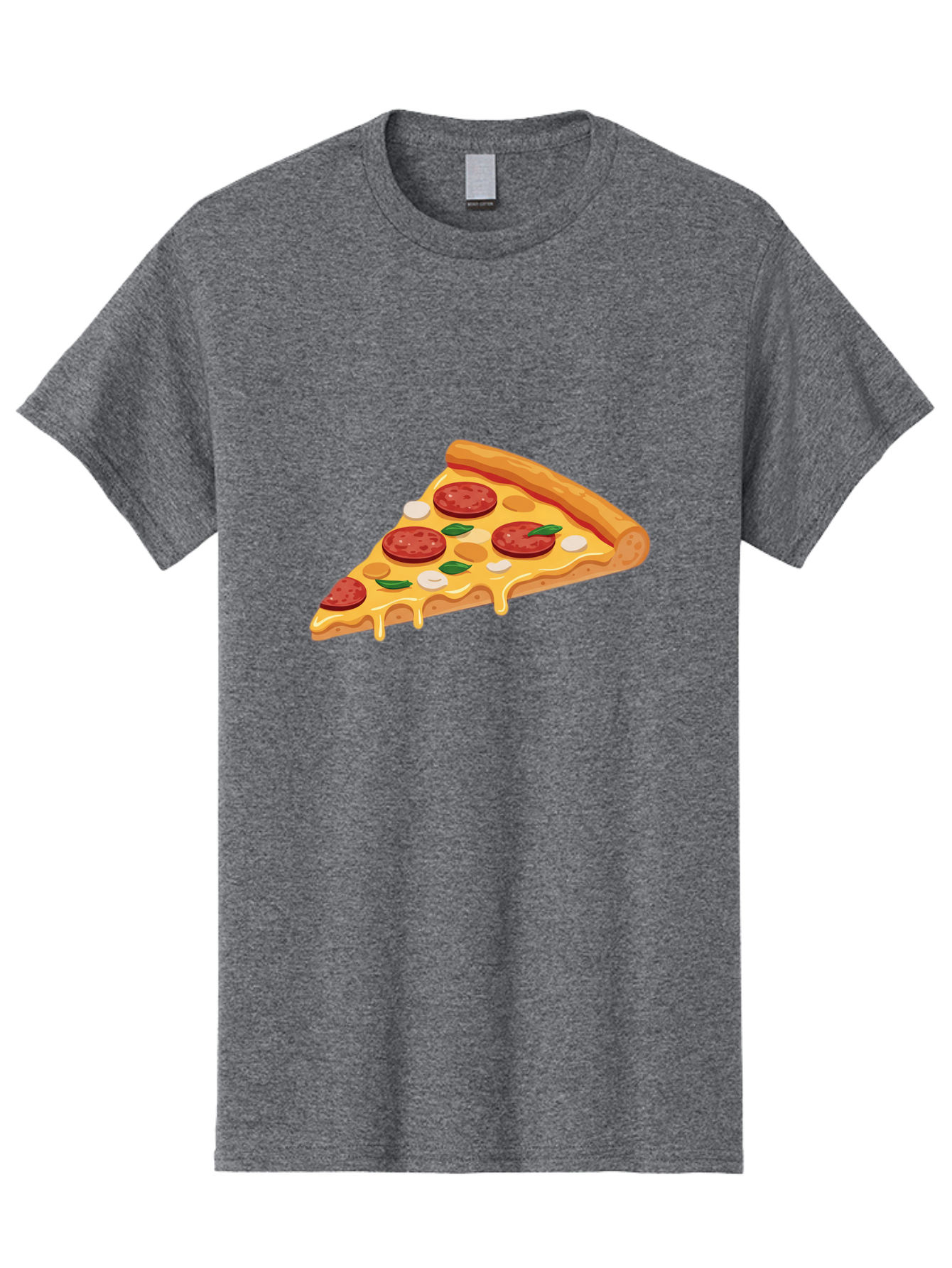 Pepperoni-Pizza-Slice-5 Men'S Graphic Tee, 100% Cotton, Comfortable Casual Summer Wear, Machine Washable, Pepperoni Pizza, Pizza Slice, Melted Cheese, Pepperoni, Basil, Garlic, Italian Food, Cheesy Goodness, Tasty Pizza, Food Illustration Bac237