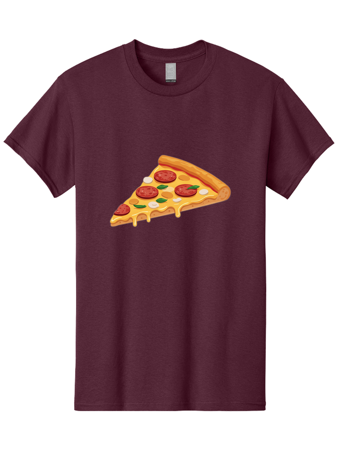 Pepperoni-Pizza-Slice-5 Men'S Graphic Tee, 100% Cotton, Comfortable Casual Summer Wear, Machine Washable, Pepperoni Pizza, Pizza Slice, Melted Cheese, Pepperoni, Basil, Garlic, Italian Food, Cheesy Goodness, Tasty Pizza, Food Illustration Bac237
