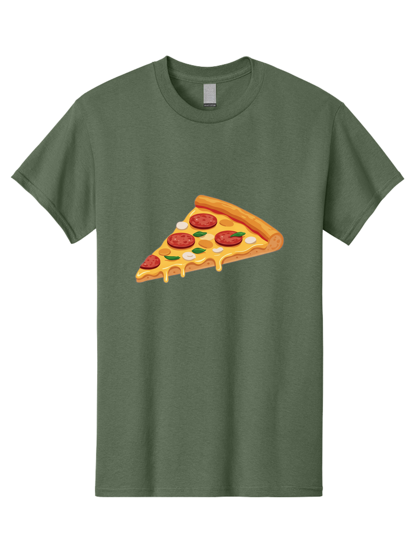 Pepperoni-Pizza-Slice-5 Men'S Graphic Tee, 100% Cotton, Comfortable Casual Summer Wear, Machine Washable, Pepperoni Pizza, Pizza Slice, Melted Cheese, Pepperoni, Basil, Garlic, Italian Food, Cheesy Goodness, Tasty Pizza, Food Illustration Bac237