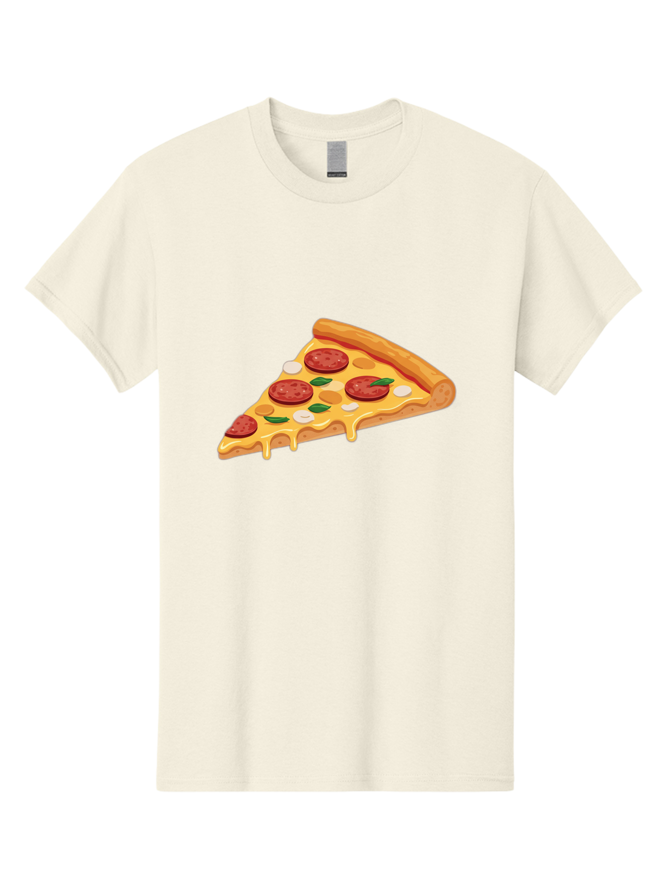 Pepperoni-Pizza-Slice-5 Men'S Graphic Tee, 100% Cotton, Comfortable Casual Summer Wear, Machine Washable, Pepperoni Pizza, Pizza Slice, Melted Cheese, Pepperoni, Basil, Garlic, Italian Food, Cheesy Goodness, Tasty Pizza, Food Illustration Bac237