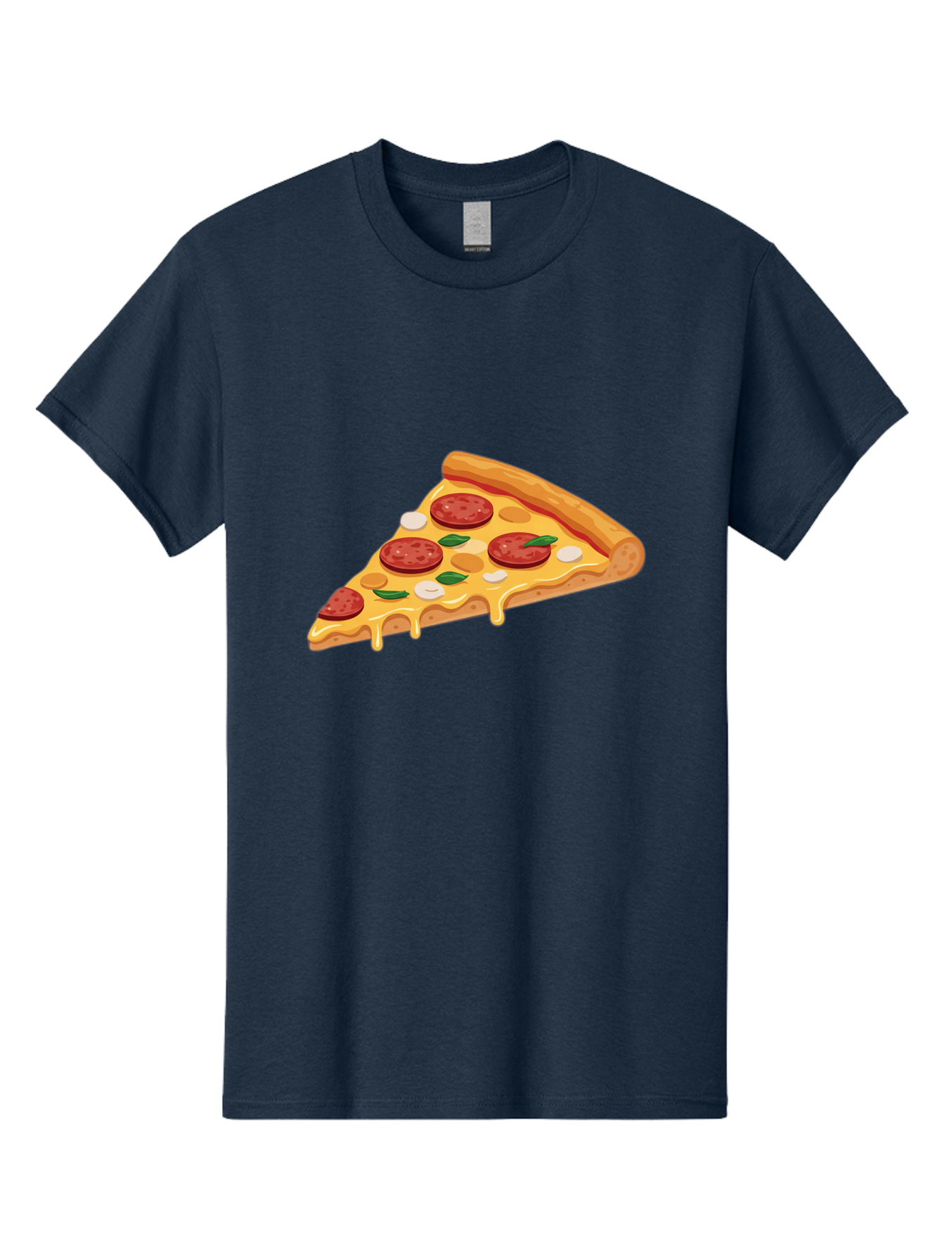 Pepperoni-Pizza-Slice-5 Men'S Graphic Tee, 100% Cotton, Comfortable Casual Summer Wear, Machine Washable, Pepperoni Pizza, Pizza Slice, Melted Cheese, Pepperoni, Basil, Garlic, Italian Food, Cheesy Goodness, Tasty Pizza, Food Illustration Bac237