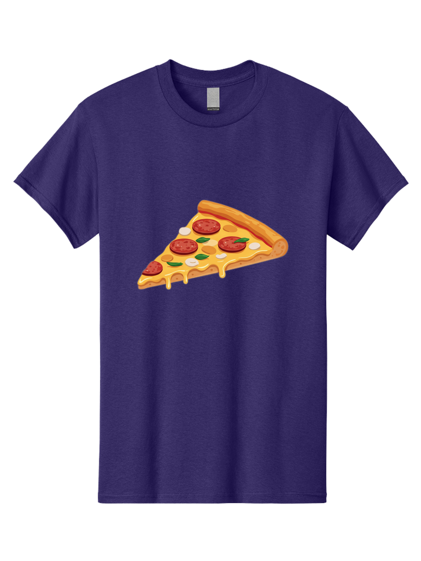 Pepperoni-Pizza-Slice-5 Men'S Graphic Tee, 100% Cotton, Comfortable Casual Summer Wear, Machine Washable, Pepperoni Pizza, Pizza Slice, Melted Cheese, Pepperoni, Basil, Garlic, Italian Food, Cheesy Goodness, Tasty Pizza, Food Illustration Bac237