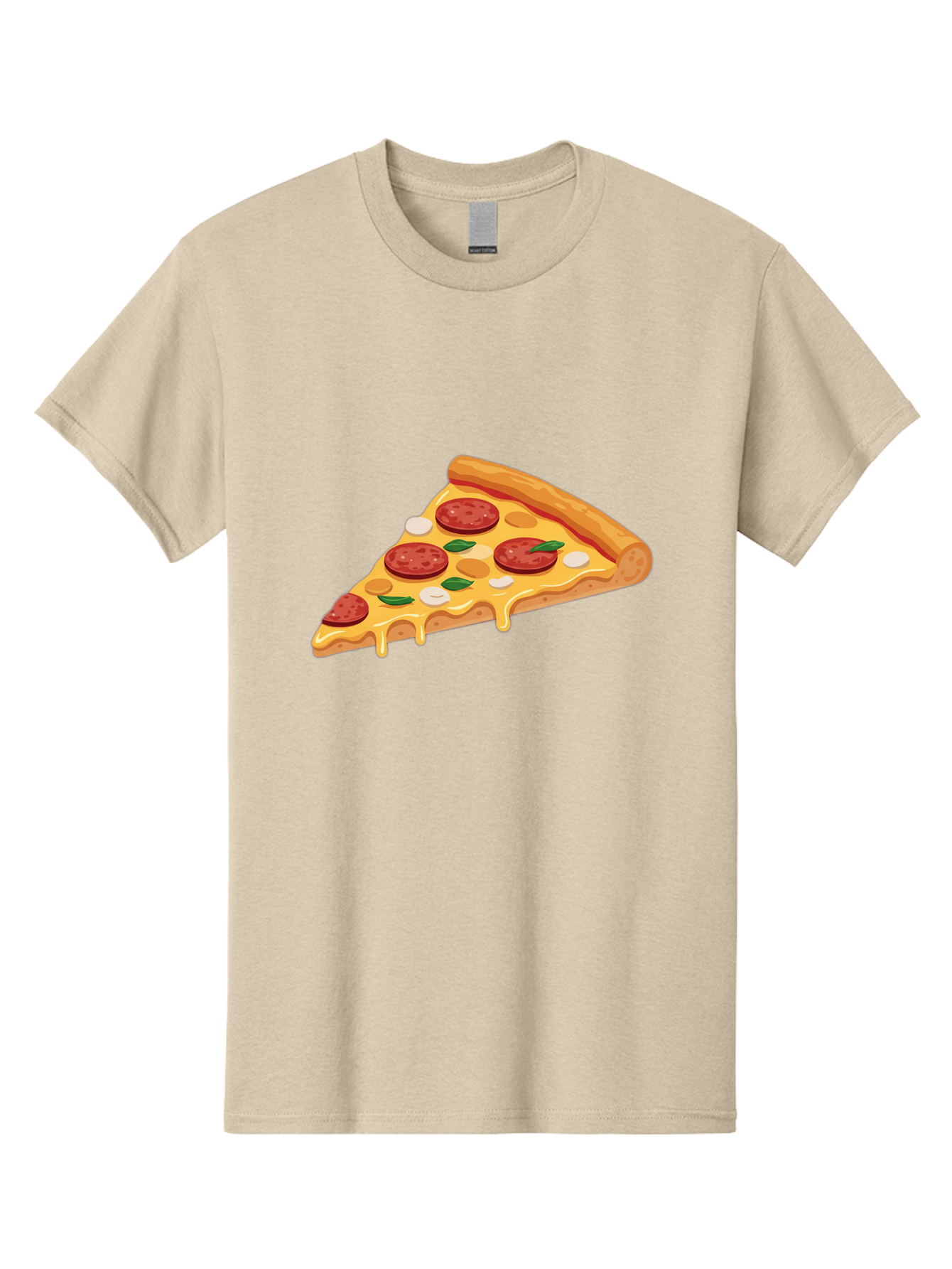 Pepperoni-Pizza-Slice-5 Men'S Graphic Tee, 100% Cotton, Comfortable Casual Summer Wear, Machine Washable, Pepperoni Pizza, Pizza Slice, Melted Cheese, Pepperoni, Basil, Garlic, Italian Food, Cheesy Goodness, Tasty Pizza, Food Illustration Bac237