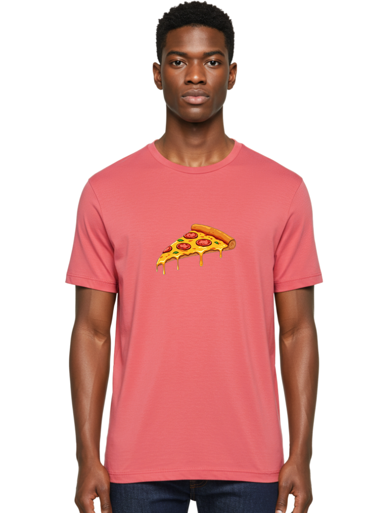 Pepperoni-Pizza-Slice-7 Men'S Graphic Tee, 100% Cotton, Comfortable Casual Summer Wear, Machine Washable, Pepperoni Pizza Slice, Melted Cheese, Green Peppers, Red Pepperoni, Pizza Goodness, Cheesy Delight, Savory Treat, Foodie Favorite, Bac239