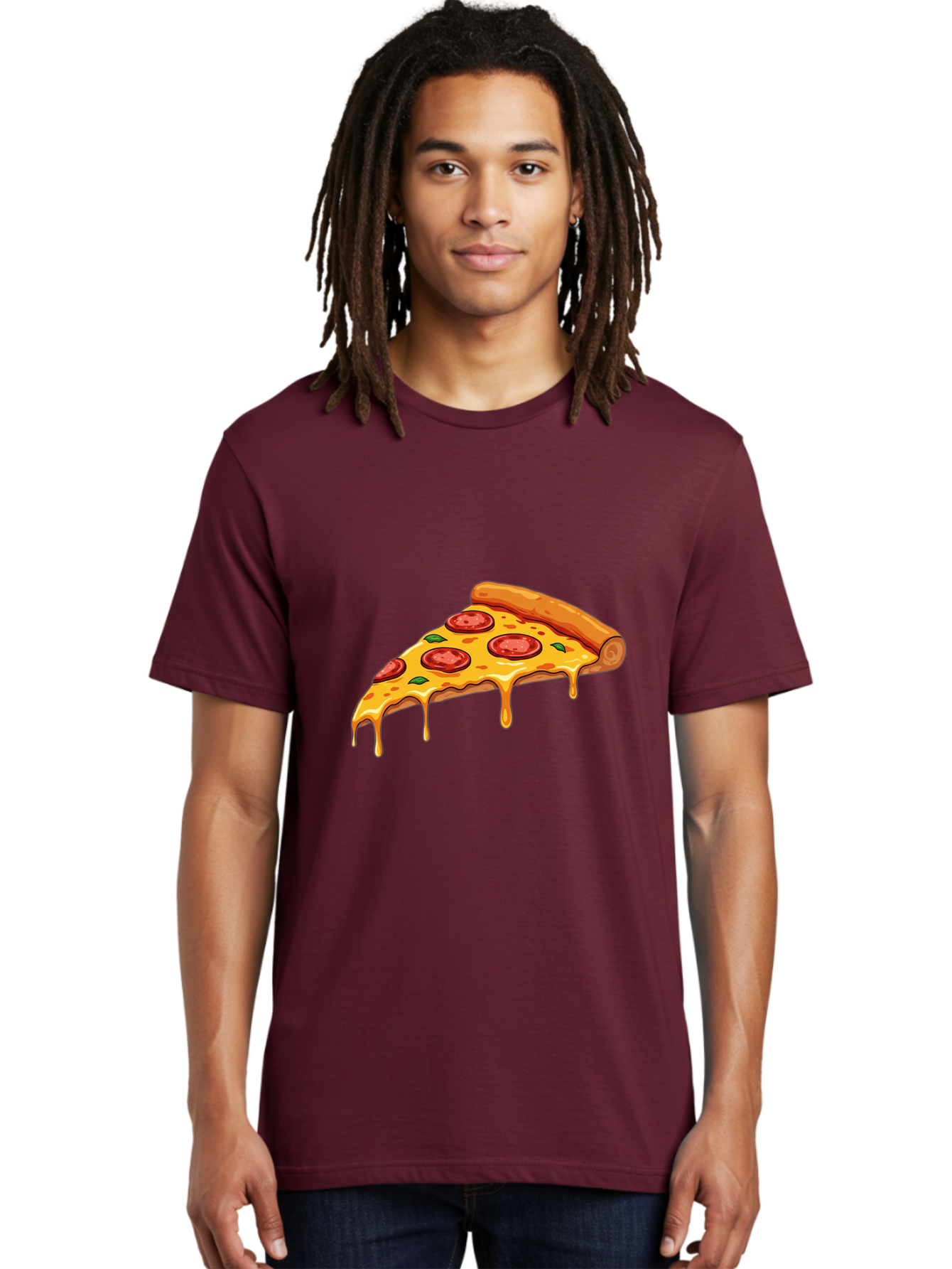 Pepperoni-Pizza-Slice-7 Men'S Graphic Tee, 100% Cotton, Comfortable Casual Summer Wear, Machine Washable, Pepperoni Pizza Slice, Melted Cheese, Green Peppers, Red Pepperoni, Pizza Goodness, Cheesy Delight, Savory Treat, Foodie Favorite, Bac239