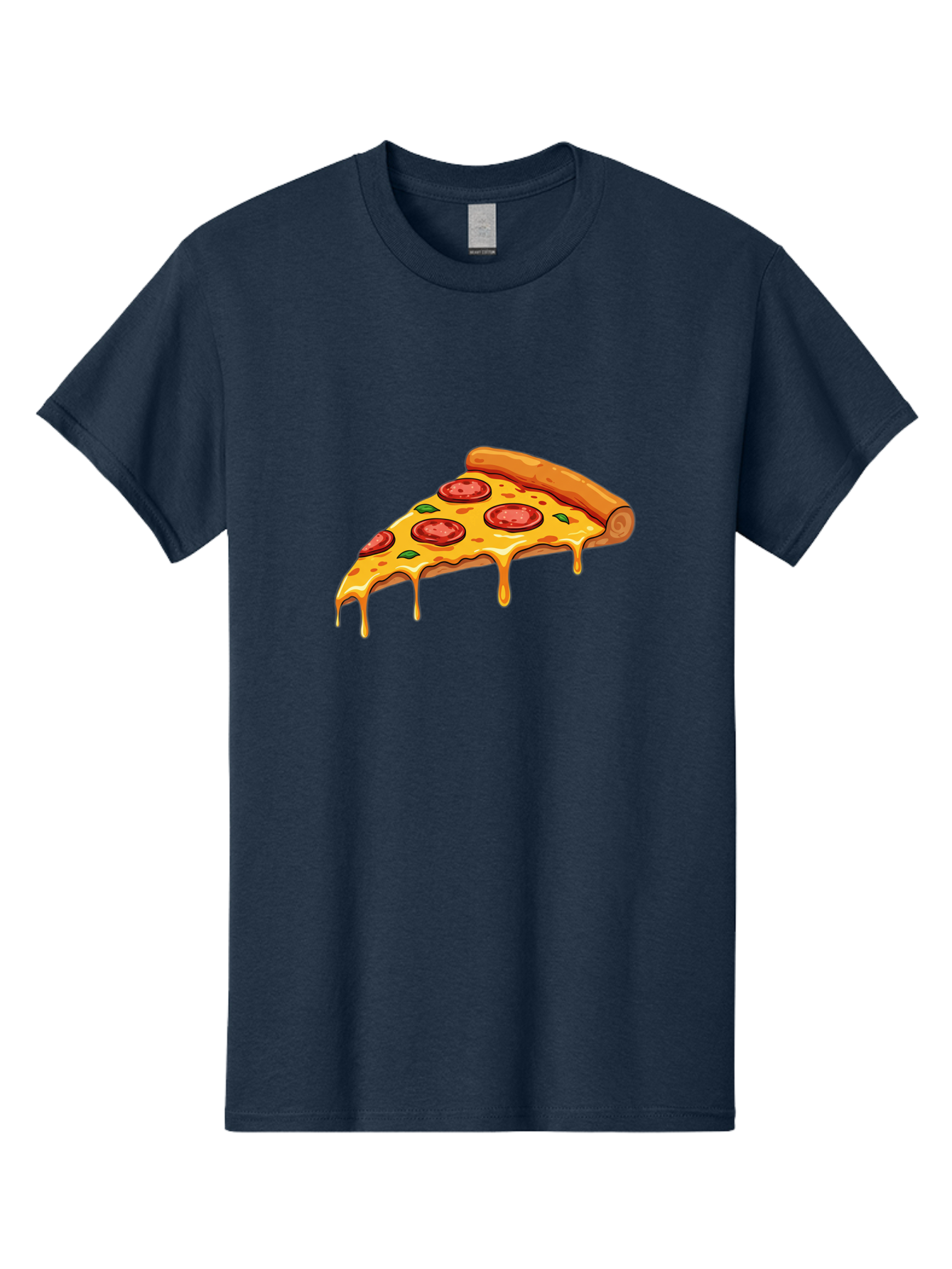 Pepperoni-Pizza-Slice-7 Men'S Graphic Tee, 100% Cotton, Comfortable Casual Summer Wear, Machine Washable, Pepperoni Pizza Slice, Melted Cheese, Green Peppers, Red Pepperoni, Pizza Goodness, Cheesy Delight, Savory Treat, Foodie Favorite, Bac239