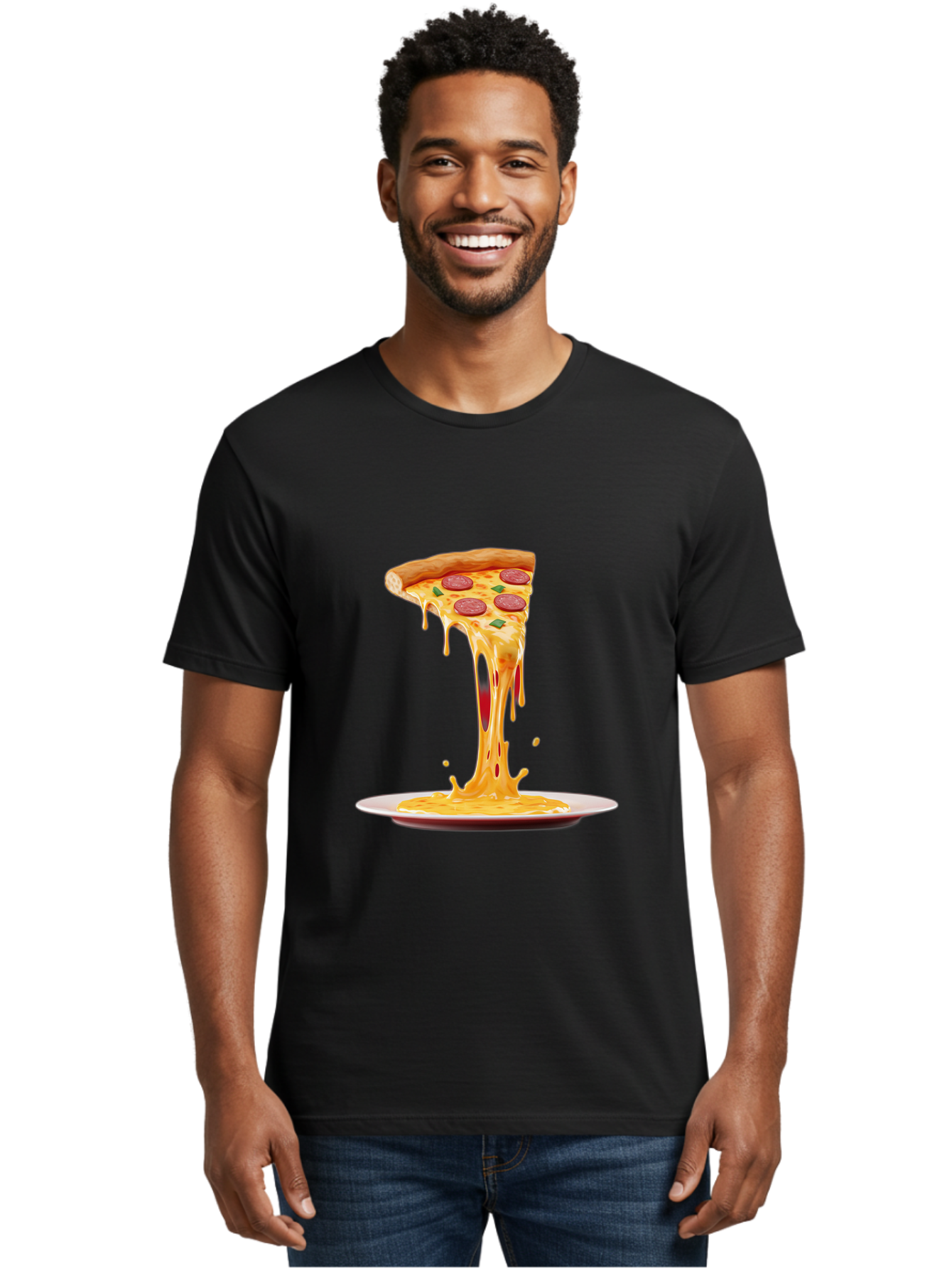 Pepperoni-Pizza-Slice-8 Men'S Graphic Tee, 100% Cotton, Comfortable Casual Summer Wear, Machine Washable, Cheesy Pizza Slice, Pepperoni Pizza, Melted Mozzarella, Cheesy Goodness, Pizza Toppings, Savory Delight, Italian Cuisine, Bac240