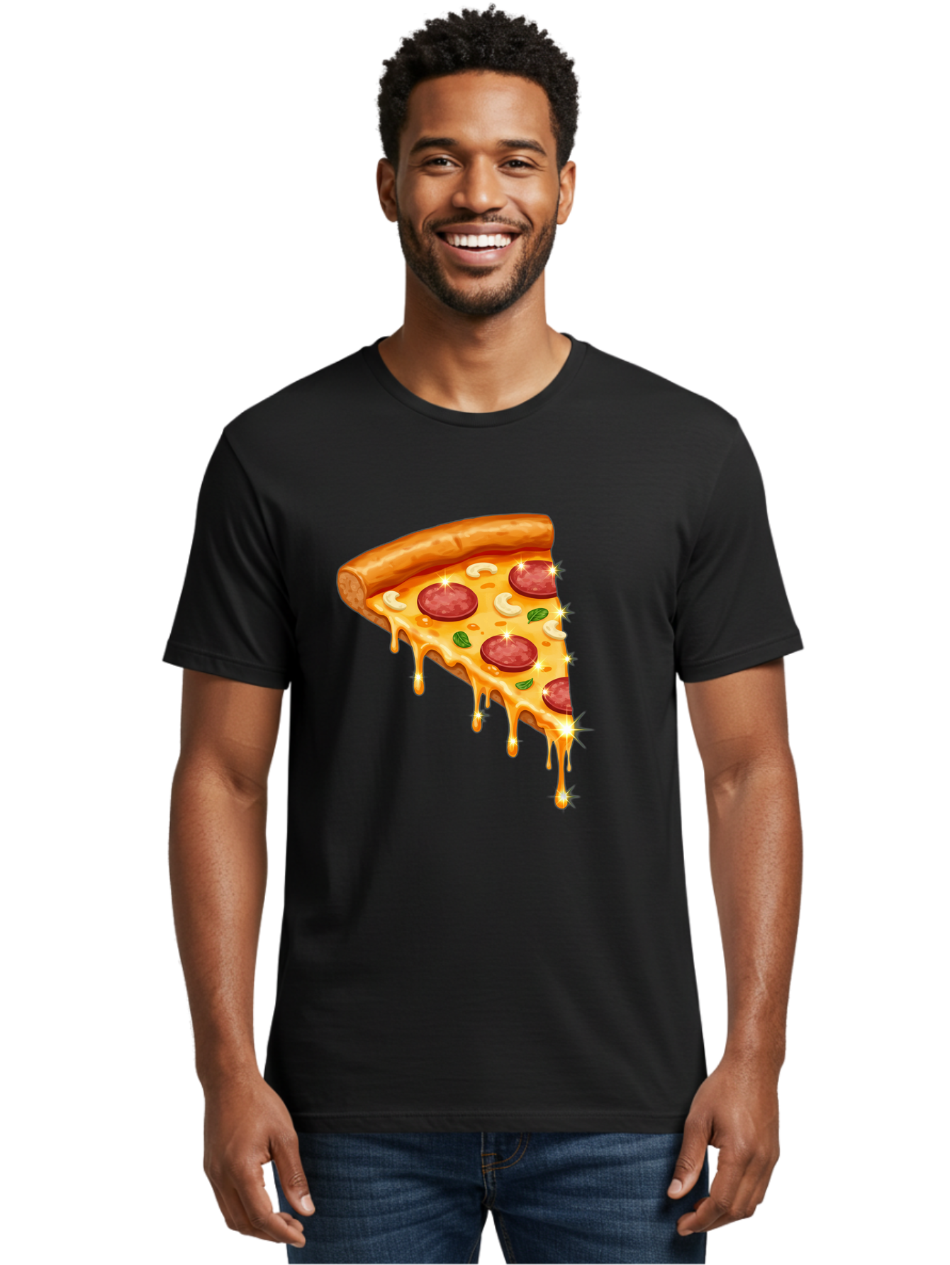 Pepperoni-Pizza-Slice-9 Men'S Graphic Tee, 100% Cotton, Comfortable Casual Summer Wear, Machine Washable, Pepperoni Pizza, Cheesy Goodness, Melted Cheese, Savory Toppings, Italian Cuisine, Pizza Slice, Foodie Delights, Gourmet Pizza Bac241