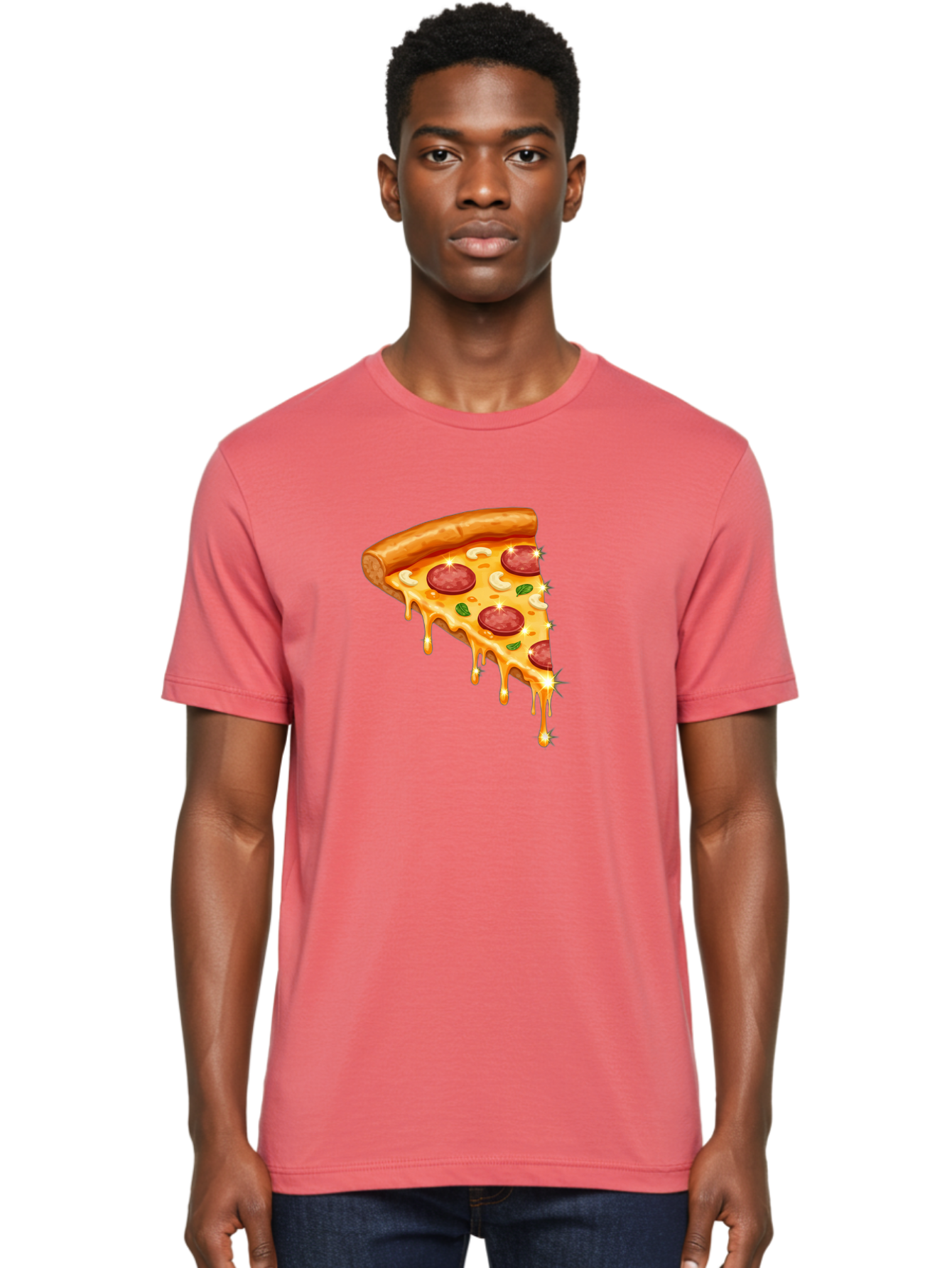 Pepperoni-Pizza-Slice-9 Men'S Graphic Tee, 100% Cotton, Comfortable Casual Summer Wear, Machine Washable, Pepperoni Pizza, Cheesy Goodness, Melted Cheese, Savory Toppings, Italian Cuisine, Pizza Slice, Foodie Delights, Gourmet Pizza Bac241