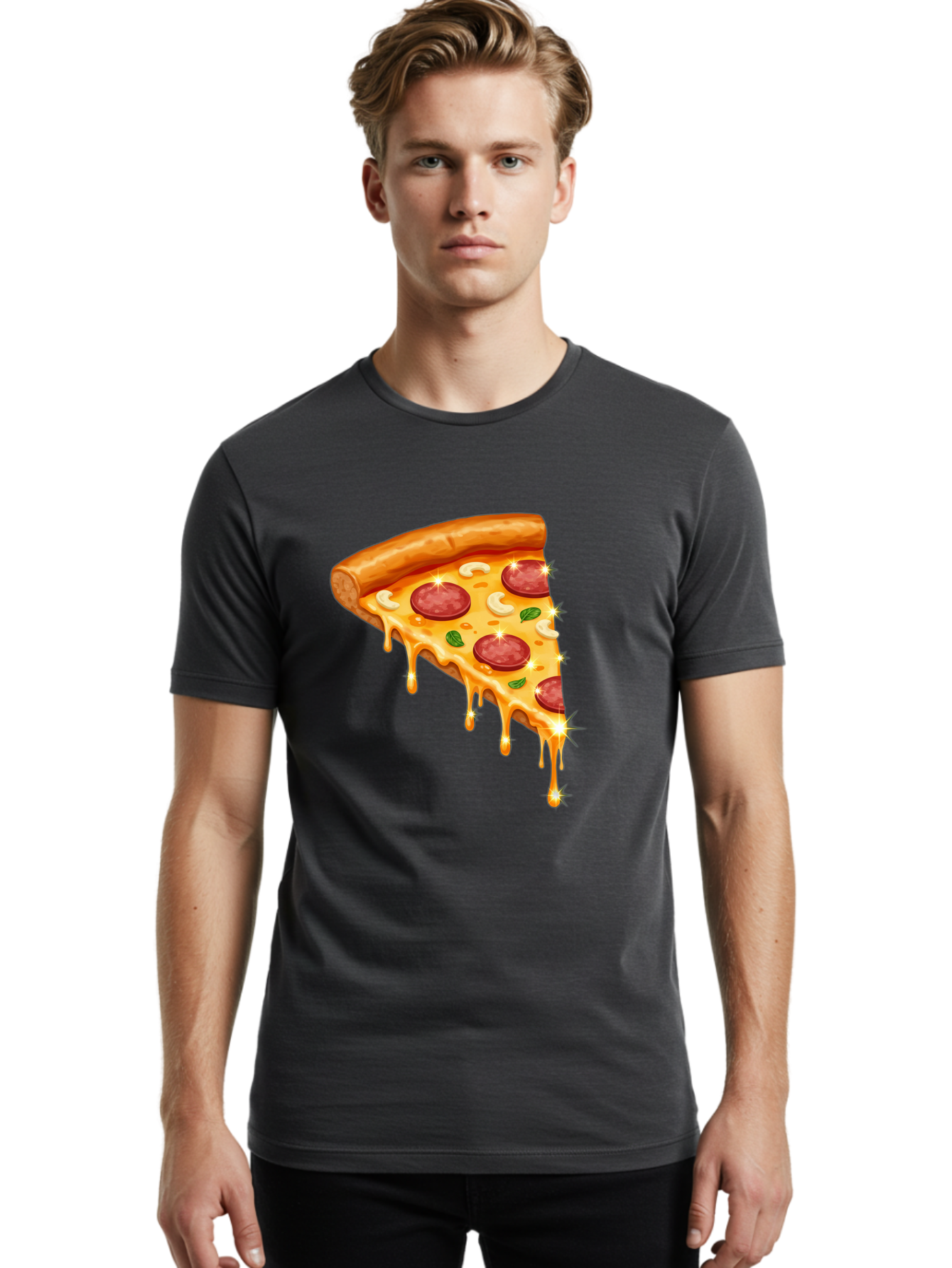 Pepperoni-Pizza-Slice-9 Men'S Graphic Tee, 100% Cotton, Comfortable Casual Summer Wear, Machine Washable, Pepperoni Pizza, Cheesy Goodness, Melted Cheese, Savory Toppings, Italian Cuisine, Pizza Slice, Foodie Delights, Gourmet Pizza Bac241