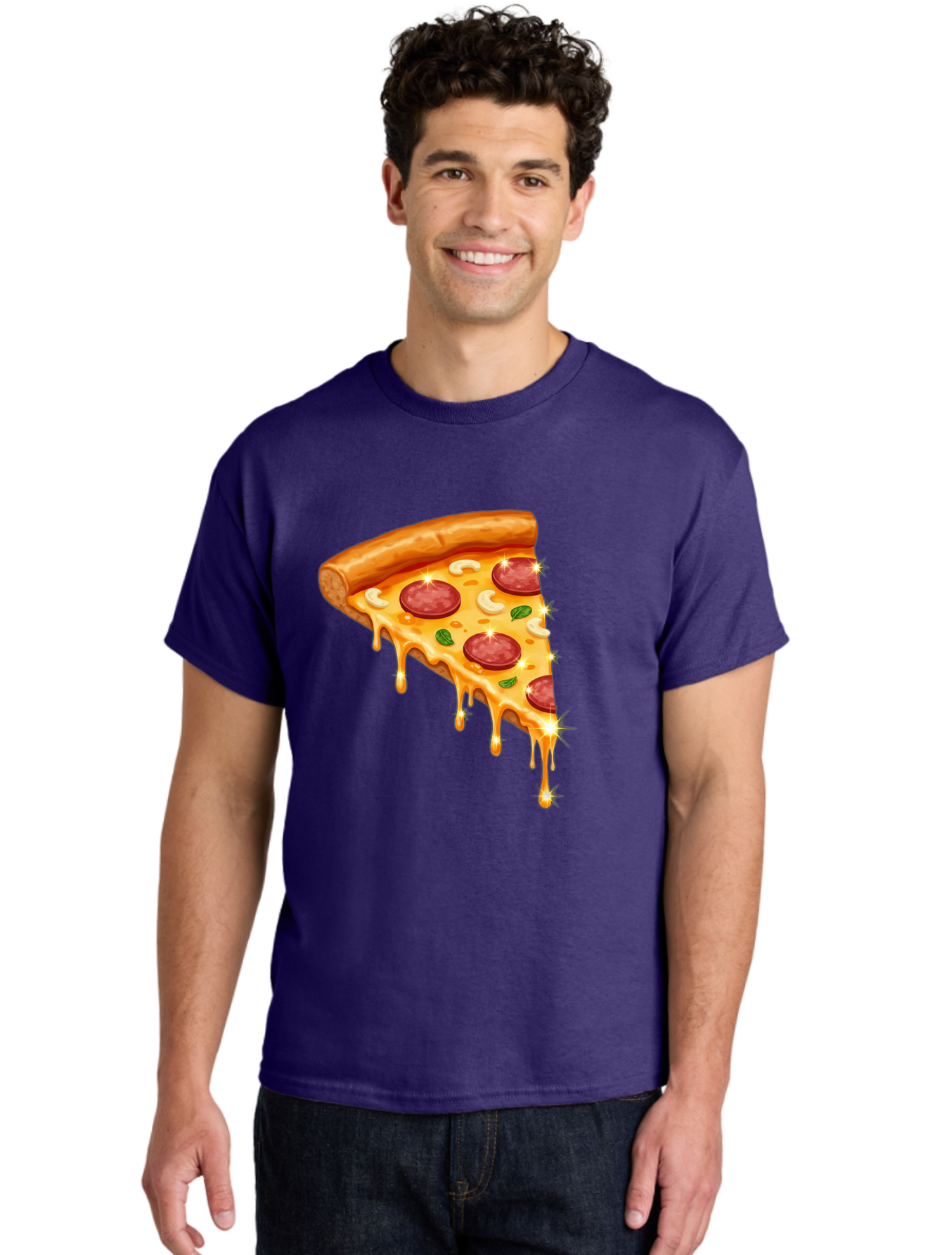 Pepperoni-Pizza-Slice-9 Men'S Graphic Tee, 100% Cotton, Comfortable Casual Summer Wear, Machine Washable, Pepperoni Pizza, Cheesy Goodness, Melted Cheese, Savory Toppings, Italian Cuisine, Pizza Slice, Foodie Delights, Gourmet Pizza Bac241