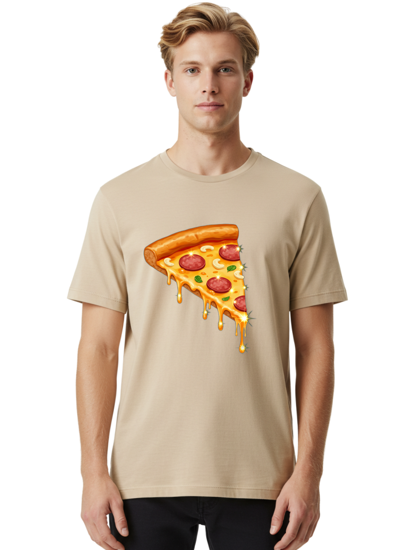 Pepperoni-Pizza-Slice-9 Men'S Graphic Tee, 100% Cotton, Comfortable Casual Summer Wear, Machine Washable, Pepperoni Pizza, Cheesy Goodness, Melted Cheese, Savory Toppings, Italian Cuisine, Pizza Slice, Foodie Delights, Gourmet Pizza Bac241