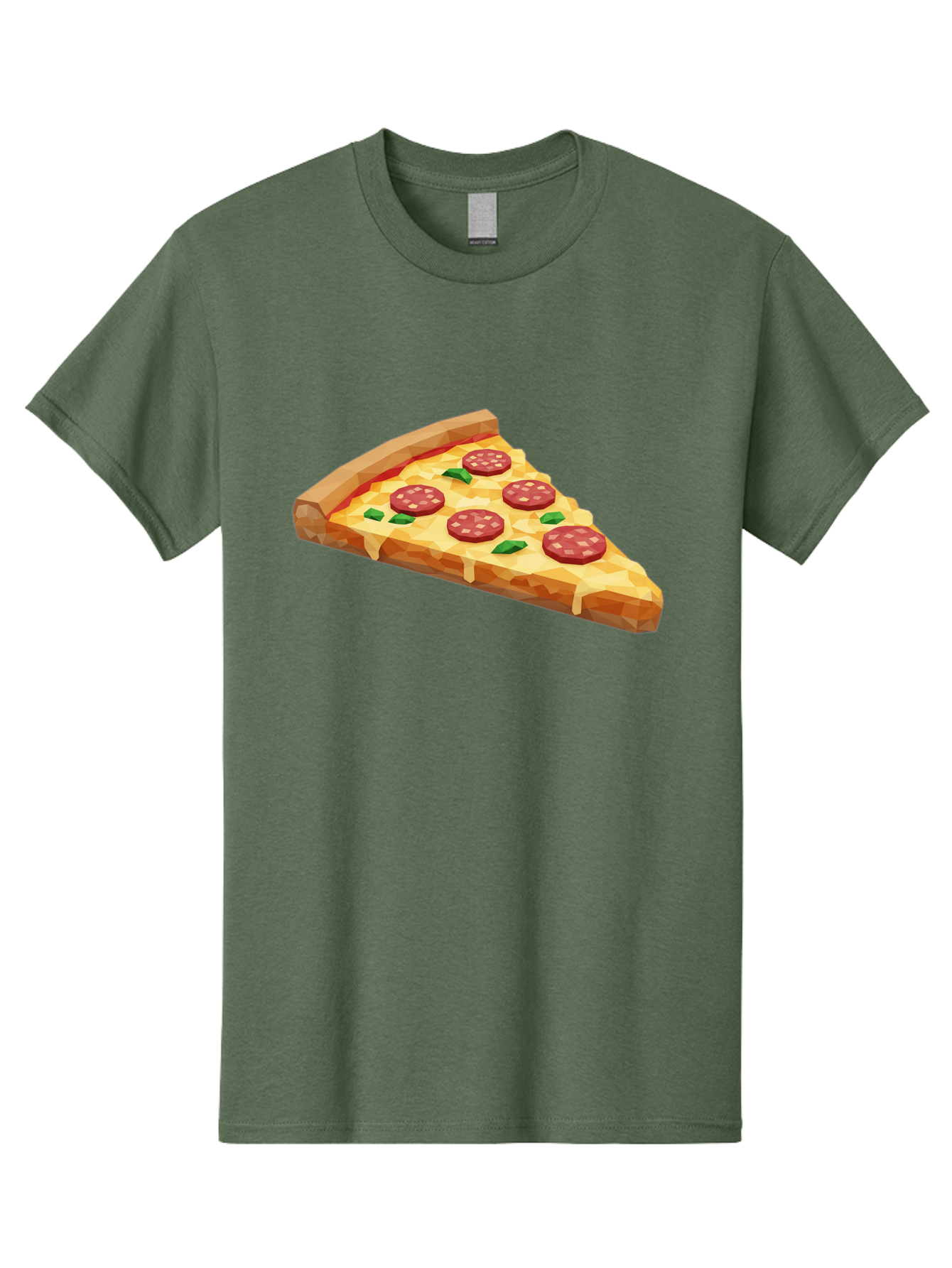 Pepperoni-Pizza-Slice Men'S Graphic Tee, 100% Cotton, Comfortable Casual Summer Wear, Machine Washable, Pepperoni Pizza, Melted Cheese, Green Basil Leaves, Pizza Slice, Cheesy Goodness, Savory Flavors, Food Illustration, Cartoon Style Bac243